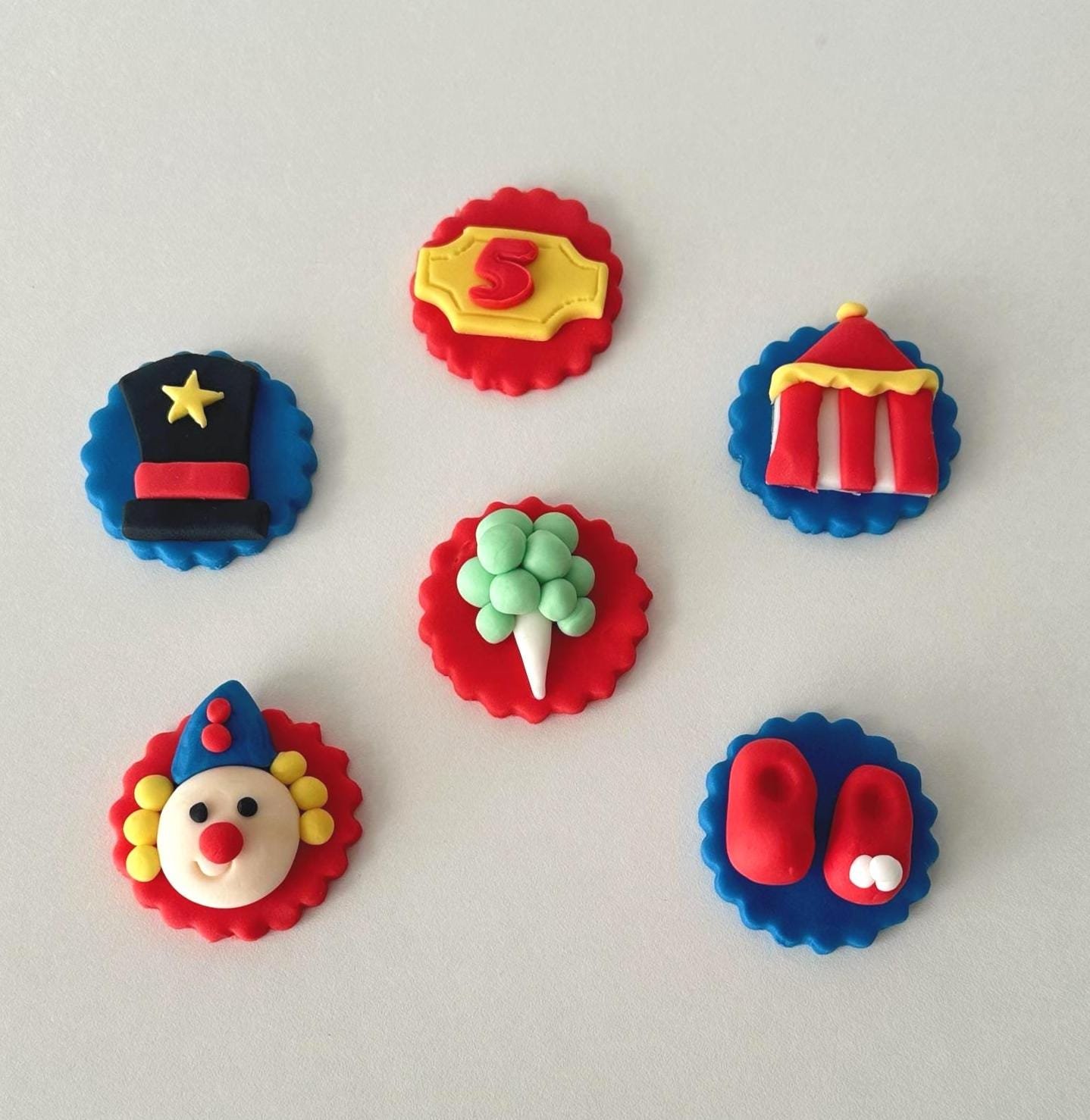 Circus Theme Cupcake Topeers-set of 6 for kids party or carnival birthday.