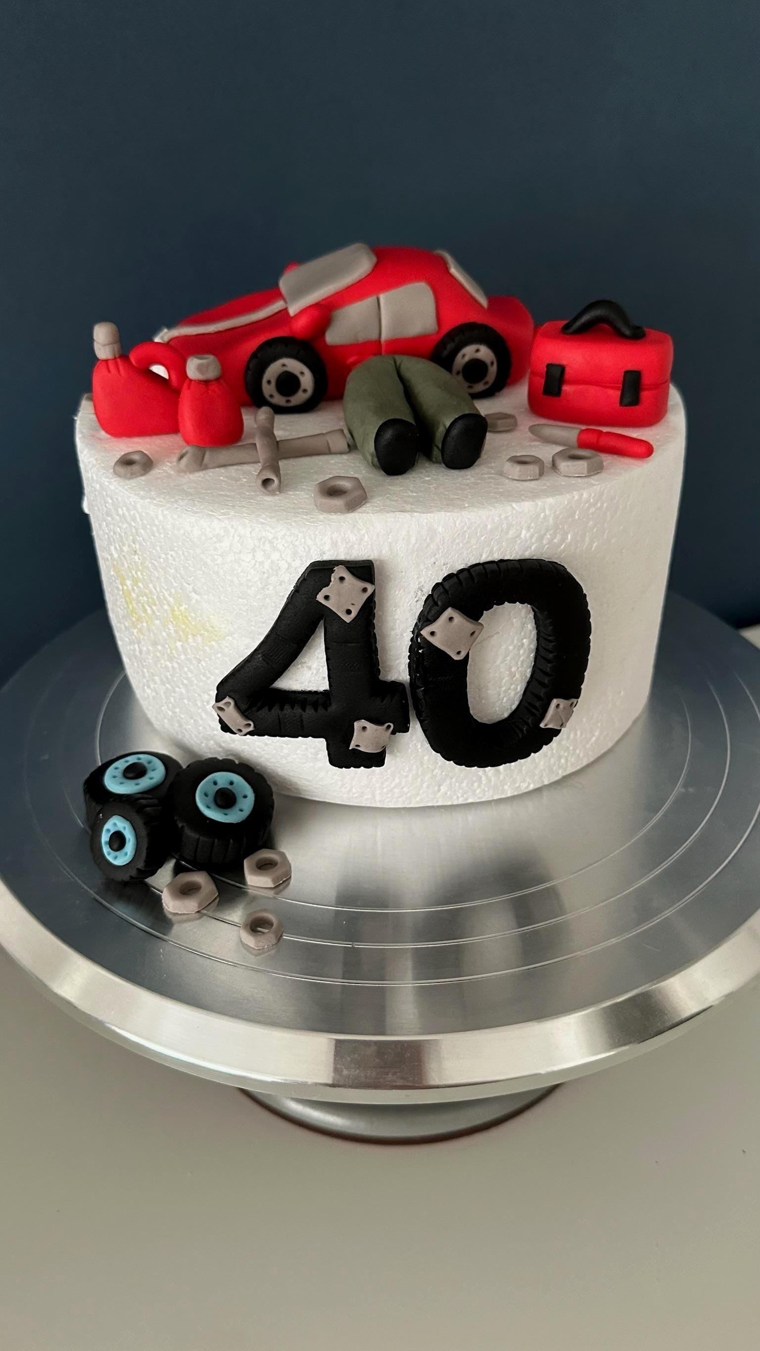 Mechanic Cake Topper - Car Repair Theme - Fondant Figurine for Men - Birthday Cake Decoration.