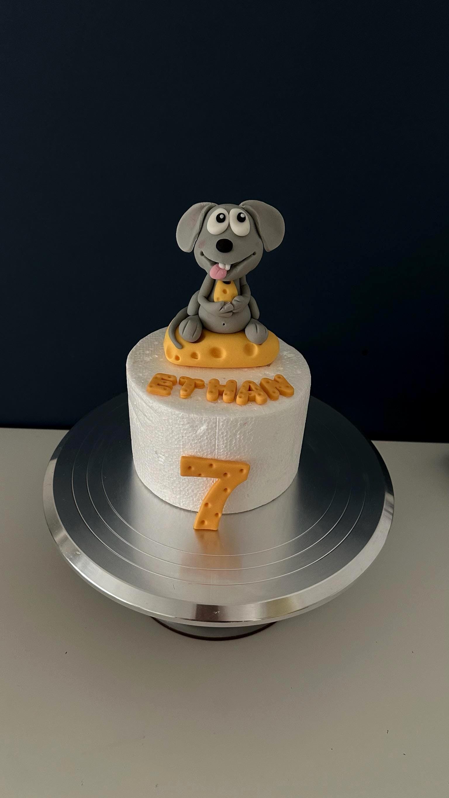 Handmade Mouse Fondant Cake Topper: Cartoon Cheese Mouse Birthday Decoration
