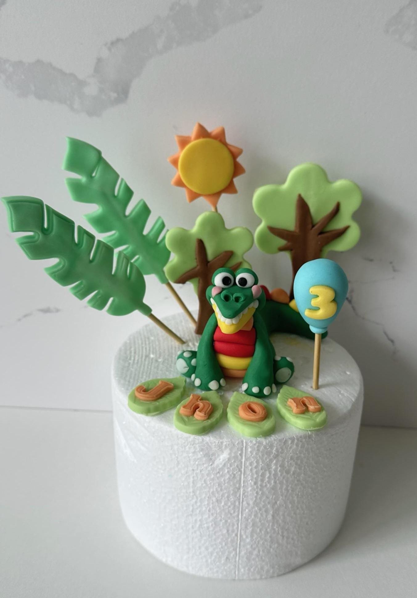 Edible Personalised Crocodile cake topper set.