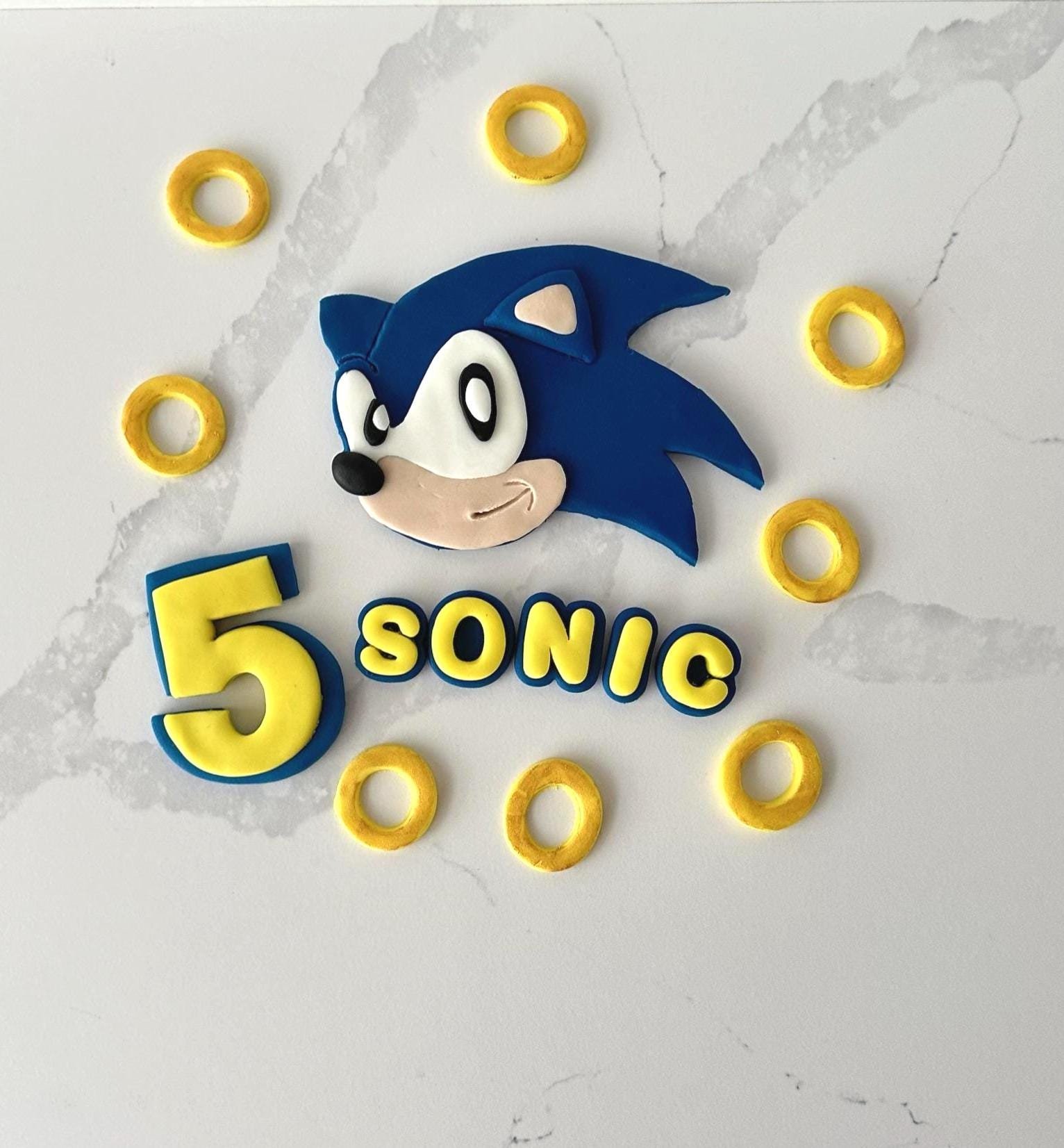 Personalized Sonic Cake Topper: Edible Fondant Birthday Party Decoration