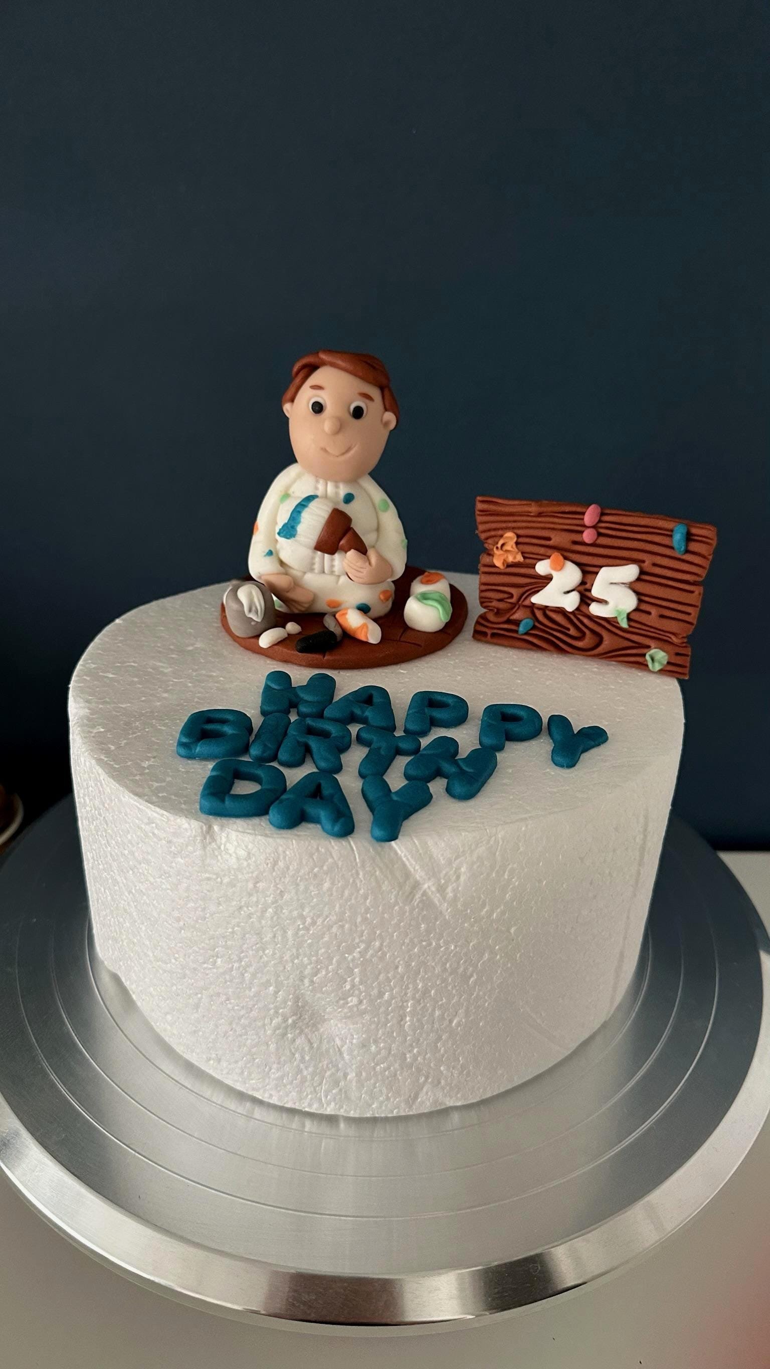 Custom Artist Cake Topper: Handmade Fondant Birthday Decoration