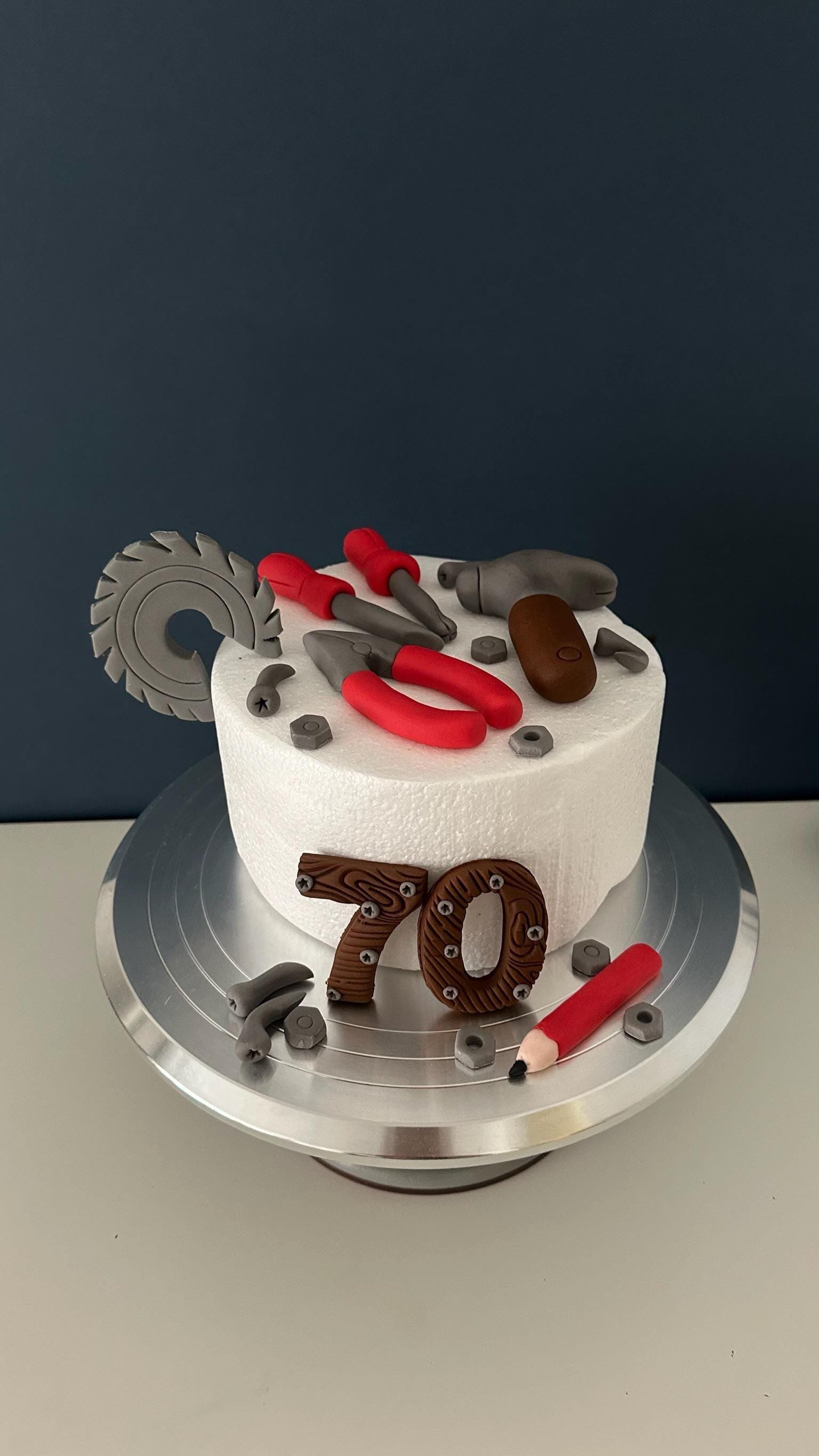Edible Carpenter Tools Cake Topper: Handmade Fondant Builder Set