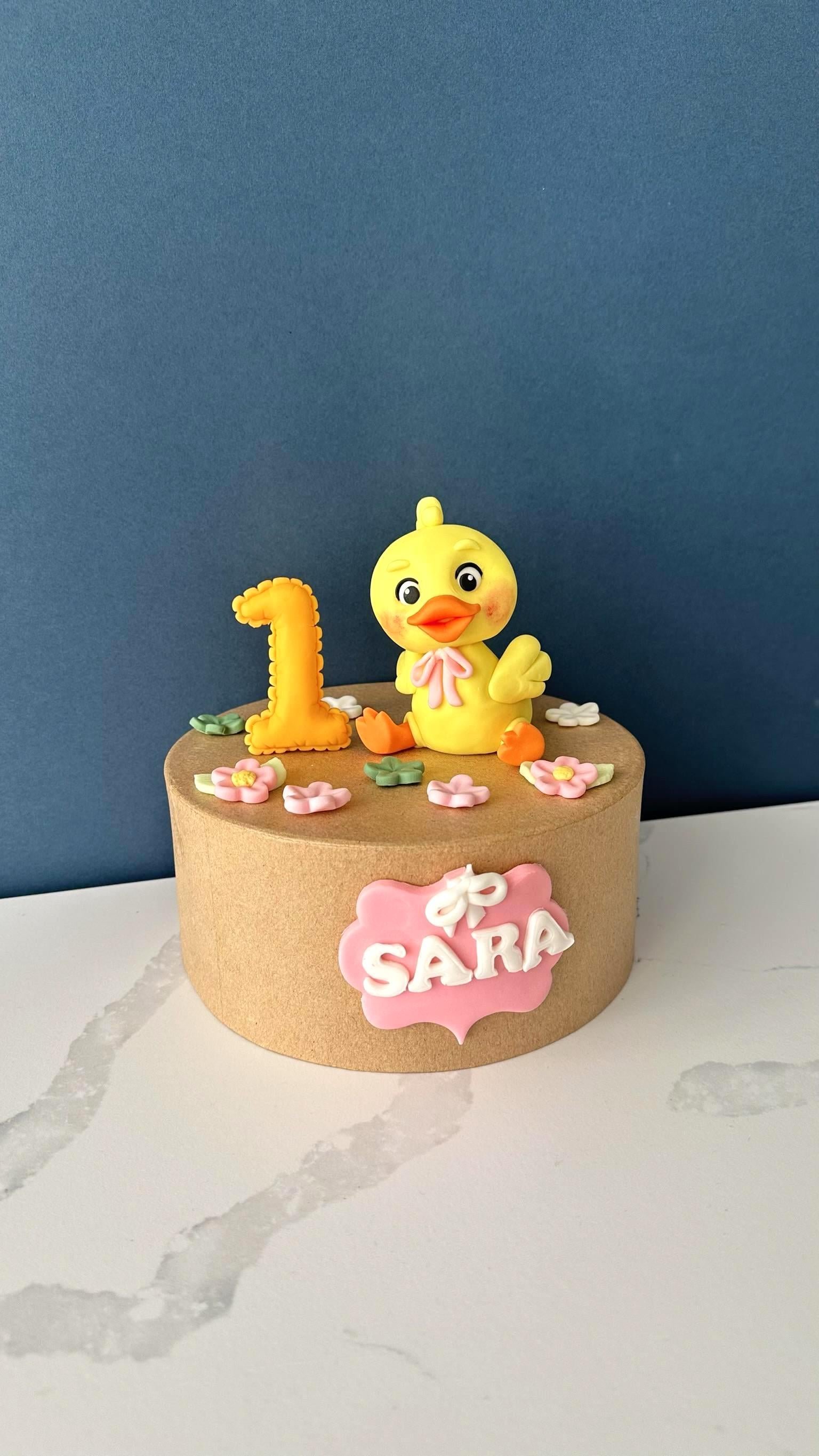 Handmade Fondant Duck Cake Topper: First Birthday Smash Cake Decoration