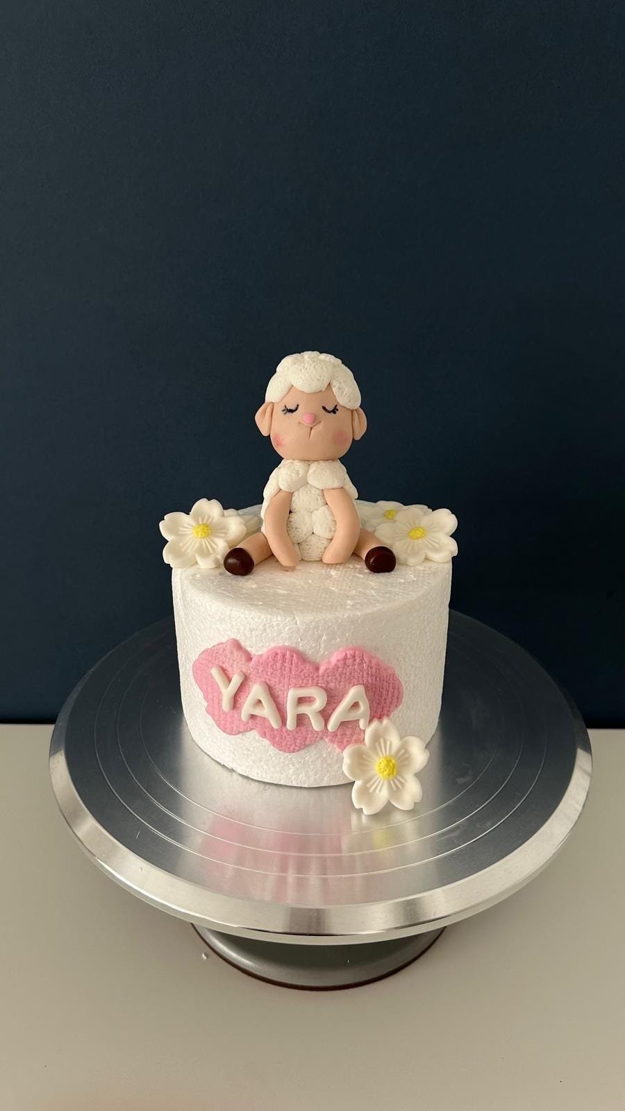 Personalized Lamb Cake Topper: Handmade Fondant Sheep Figurine
