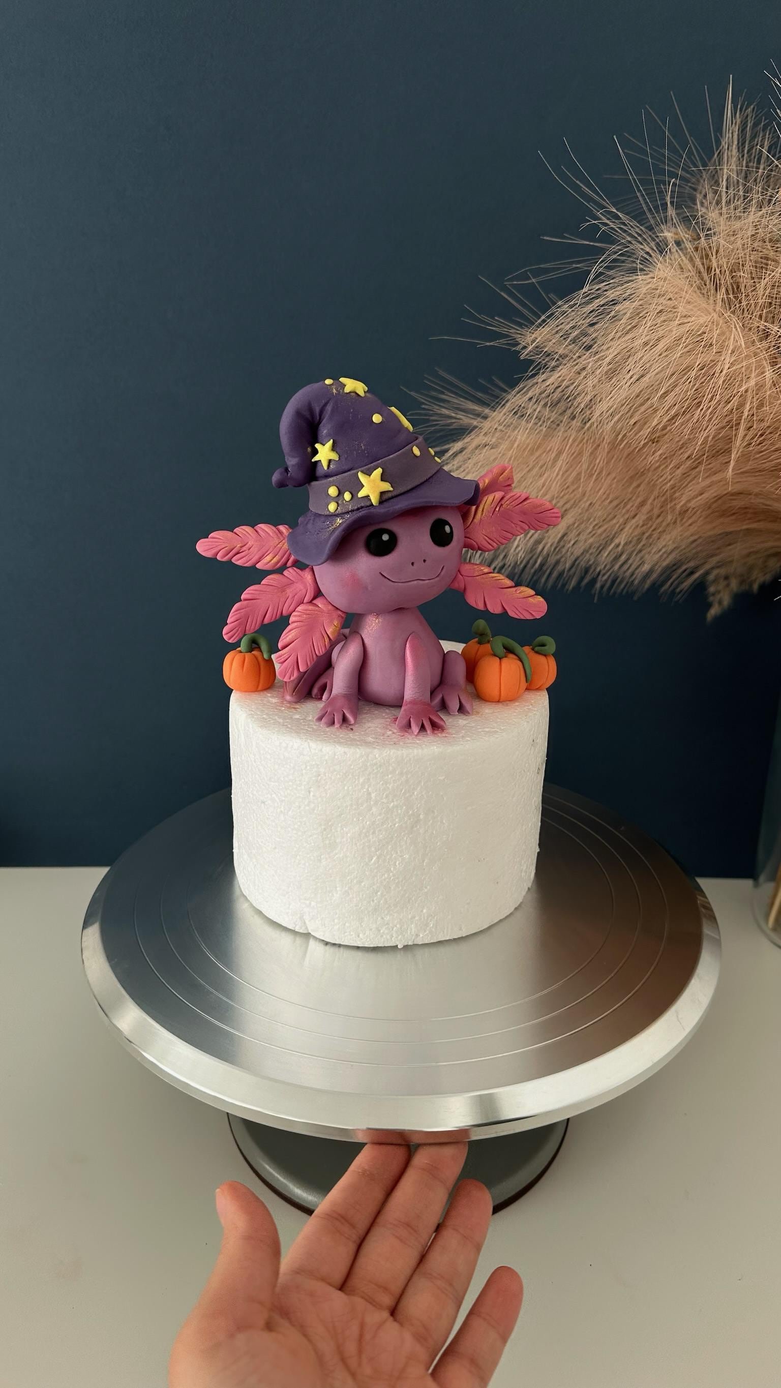 Fondant Axolotl Cake Topper - Wizard Halloween Decoration