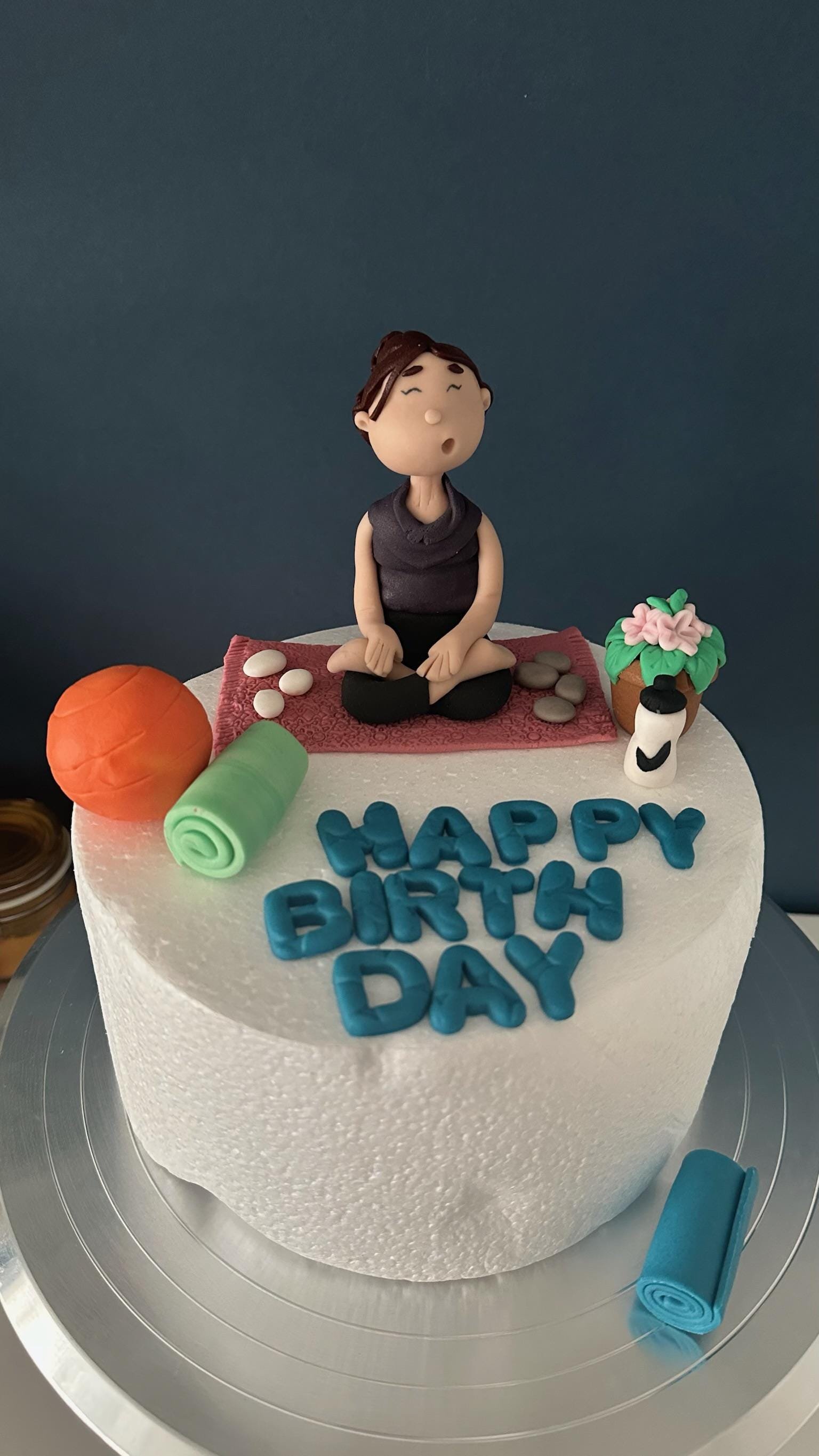 Yoga Cake Topper | Meditaion Theme Fondant Figurine | Handmade Birthday Decoration For Her.