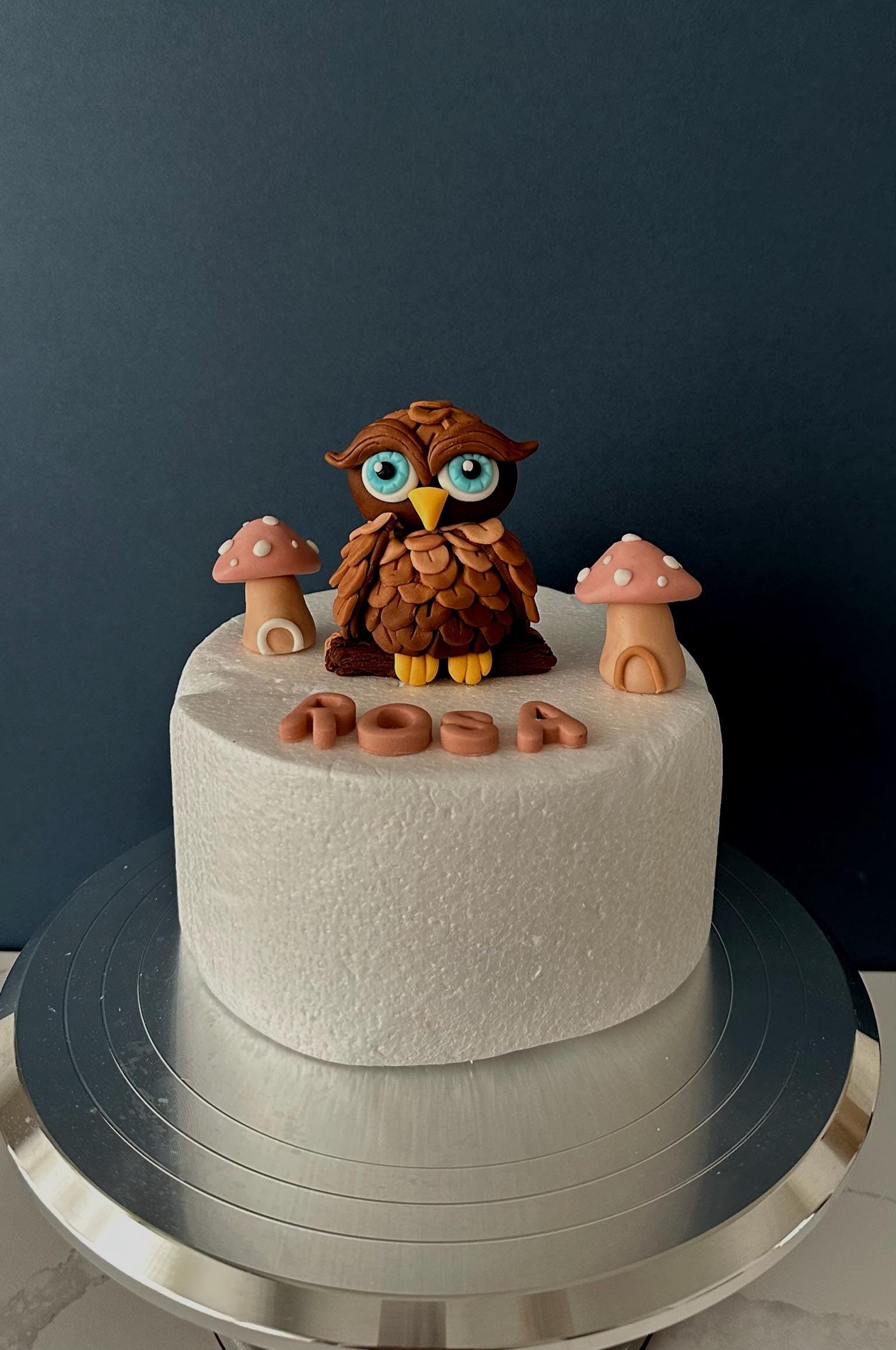 Handmade Fondant Owl Cake Topper: Woodland Birthday Decoration