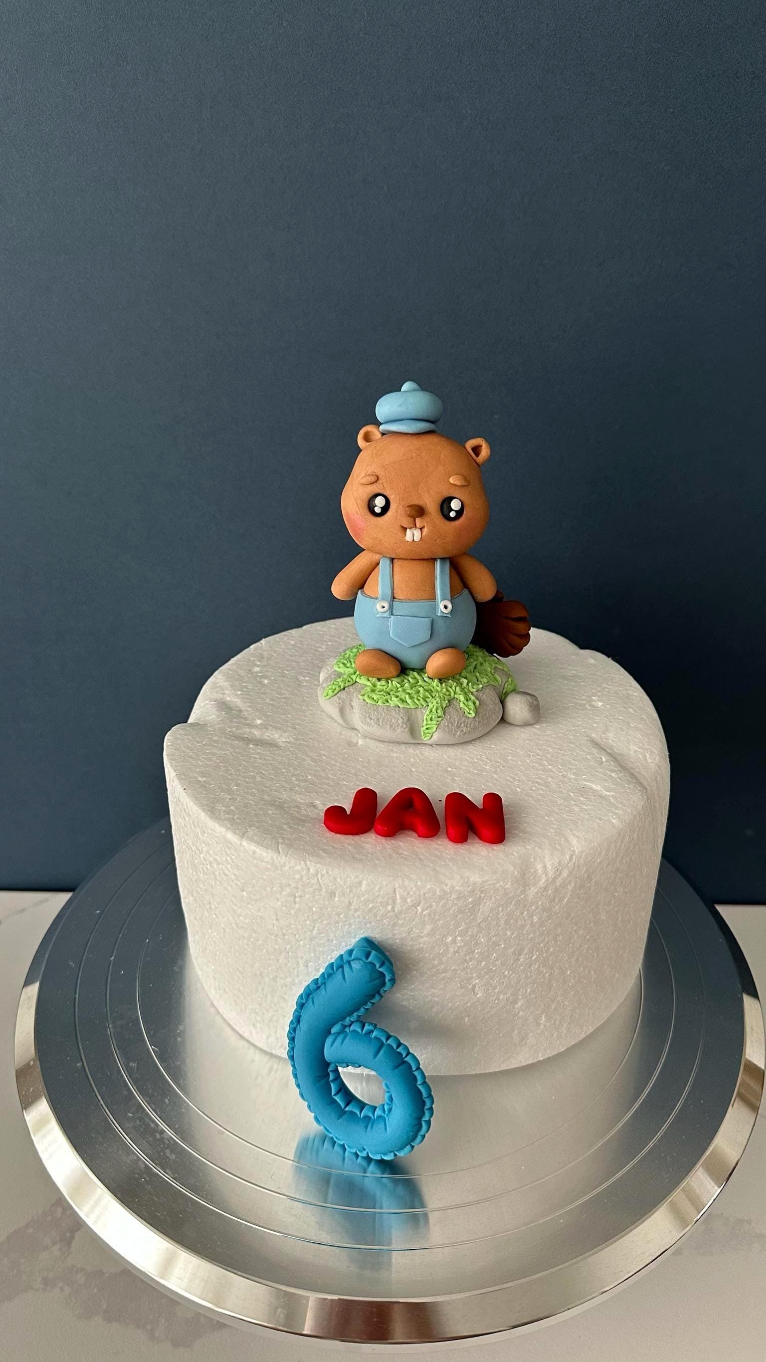 Handmade Beaver Fondant Cake Topper: Kids Birthday Decoration