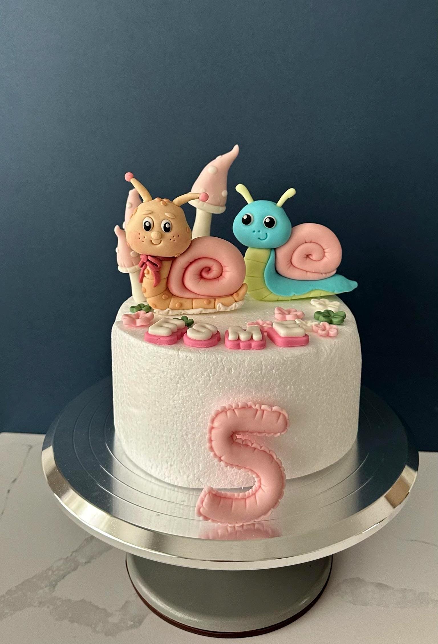 Custom Fondant Snail Cake Topper: Birthday Party Decoration
