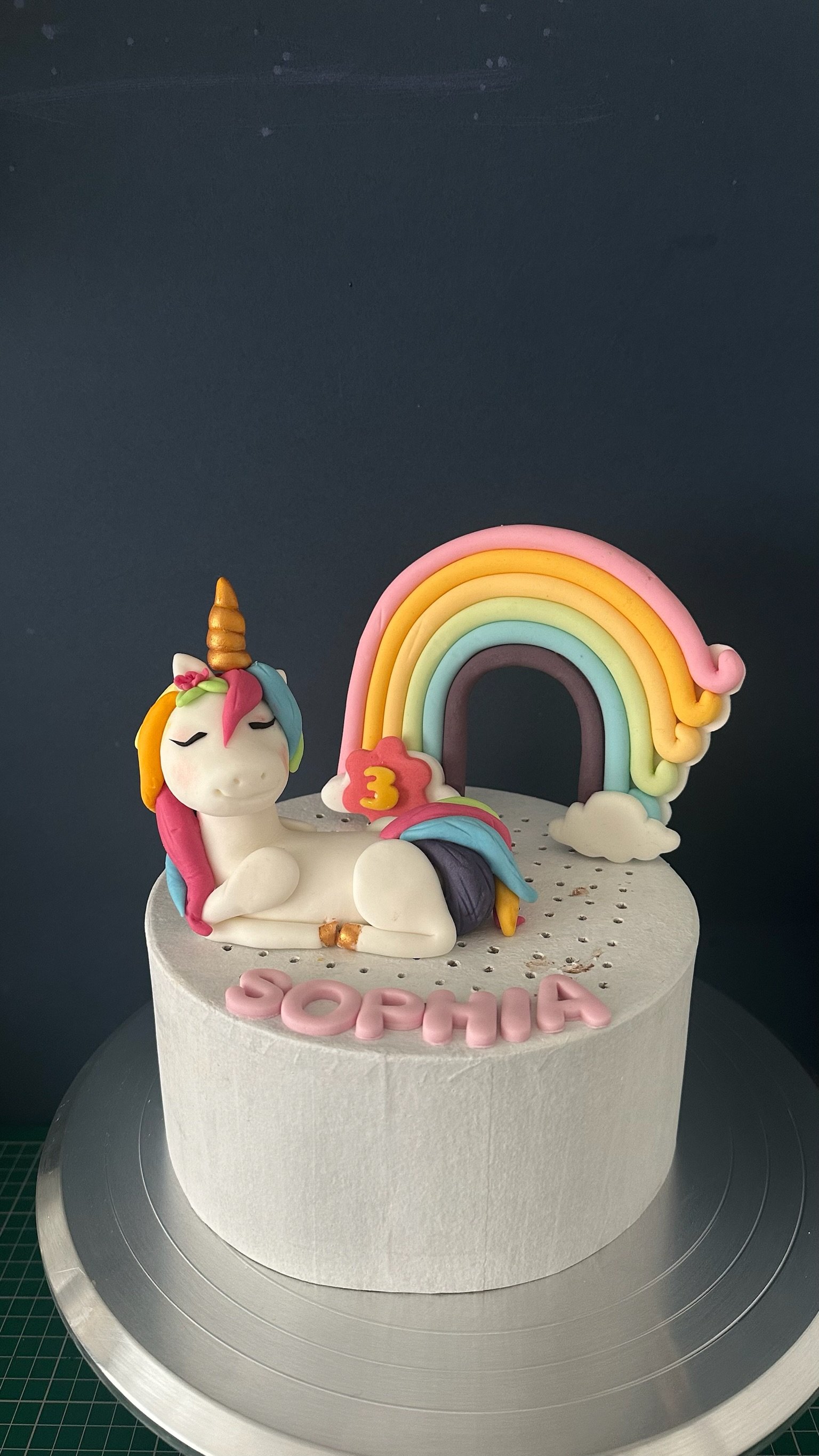 Personalised Unicorn Rainbow Fondant Cake Topper, Edible Birthday Decoration