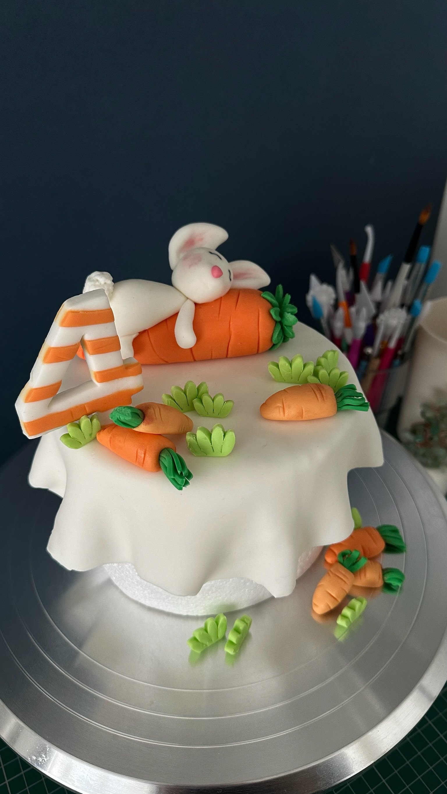 Sleeping Bunny Fondant Cake Topper – Easter, Birthday Woodland Theme