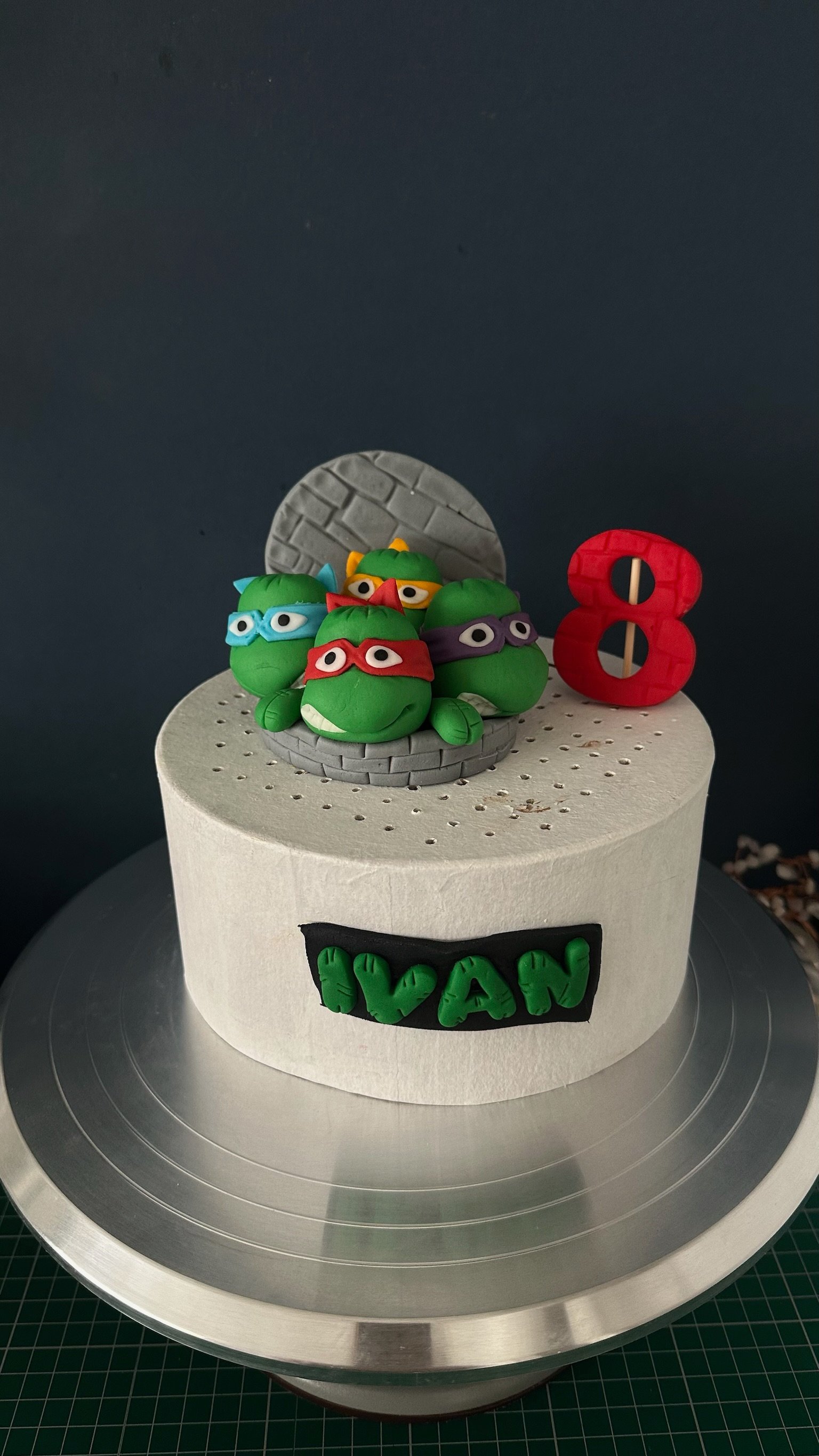green Turtle Cake Topper | Handmade Edible Fondant Birthday Decoration | Custom Name & Age.