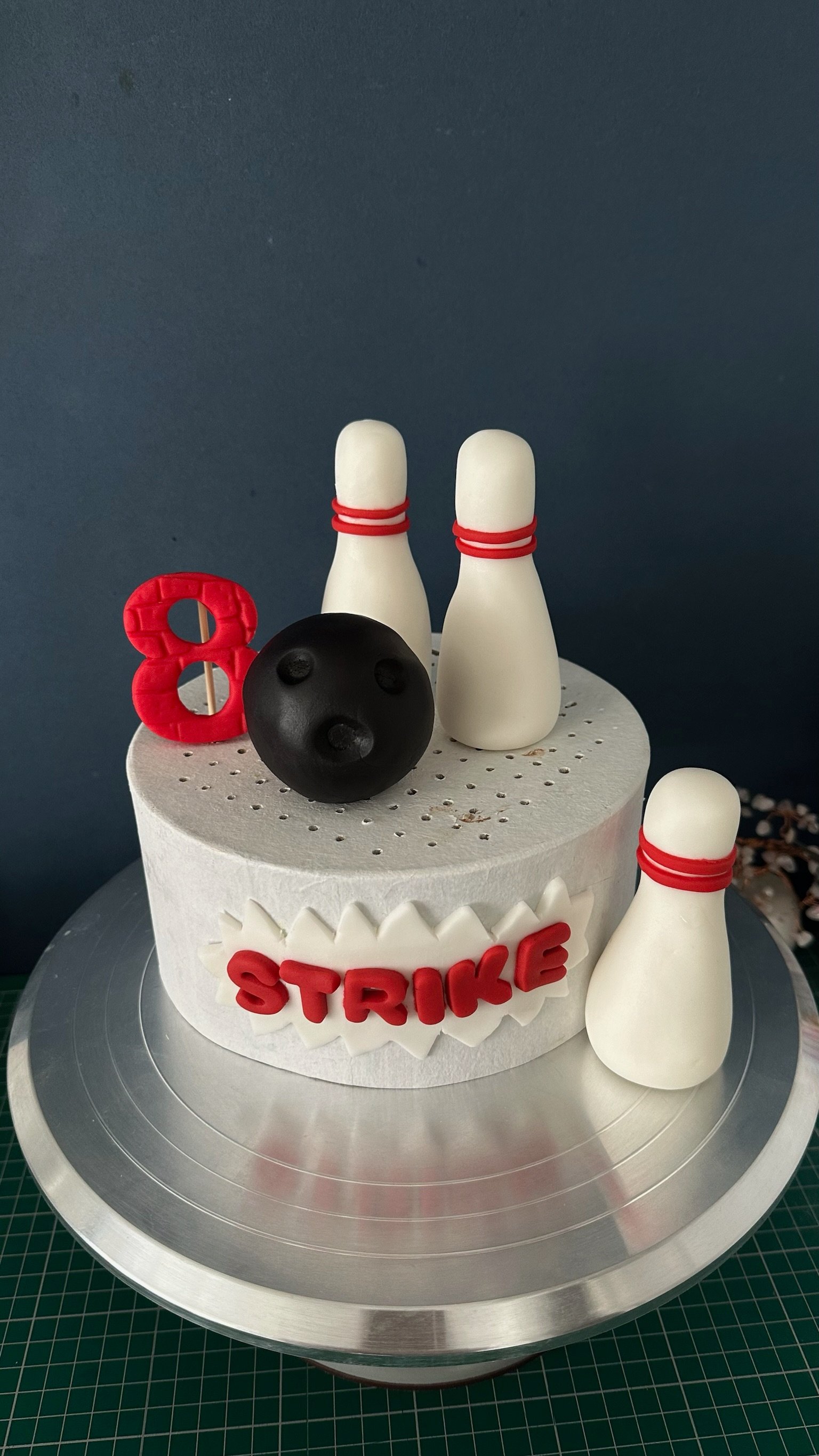 Personalised Bowling Cake Topper | Fondant Pins, Ball, Strike Decoration | Custom Age Birthday Party
