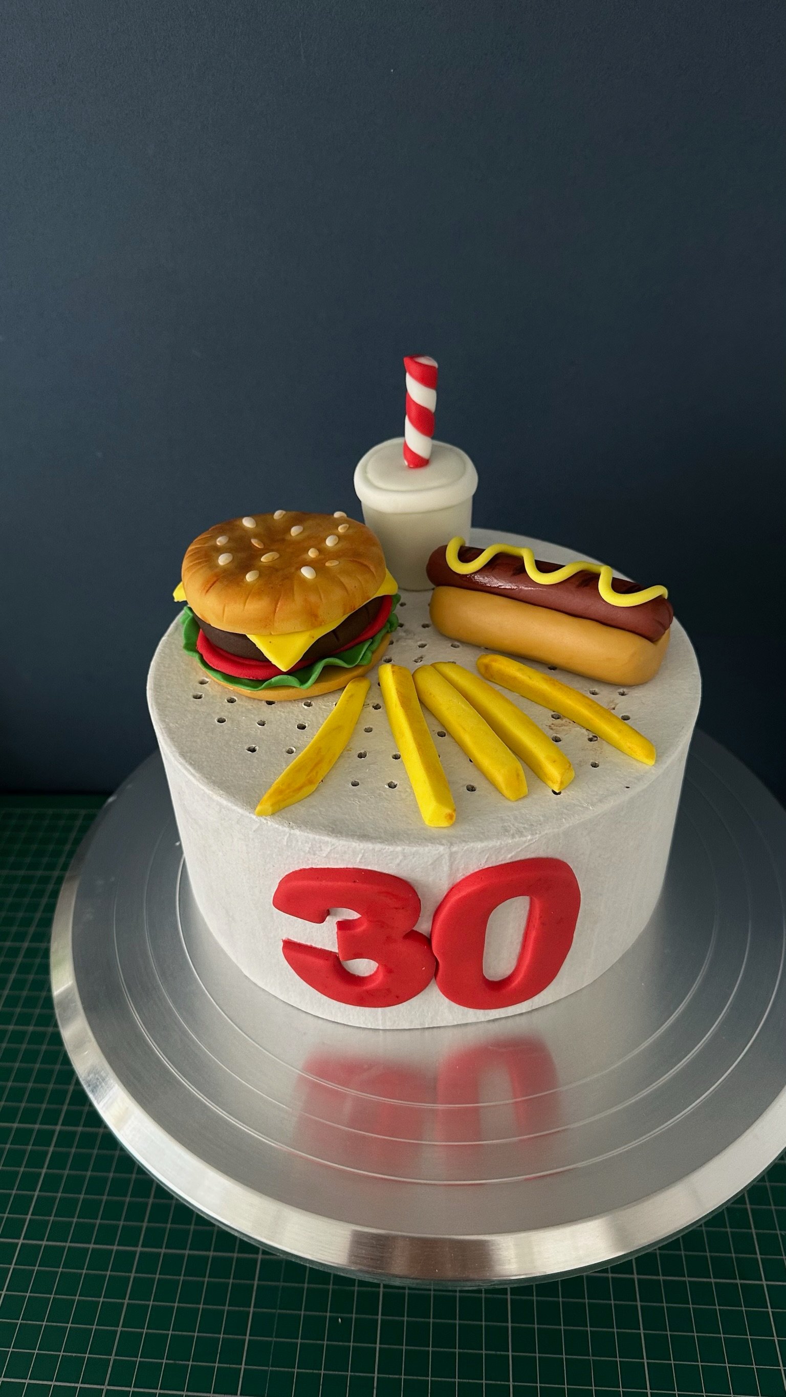 Handmade Fast Food Fondant Cake Toppers, Burger Hotdog Fries Decorations, Birthday Theme