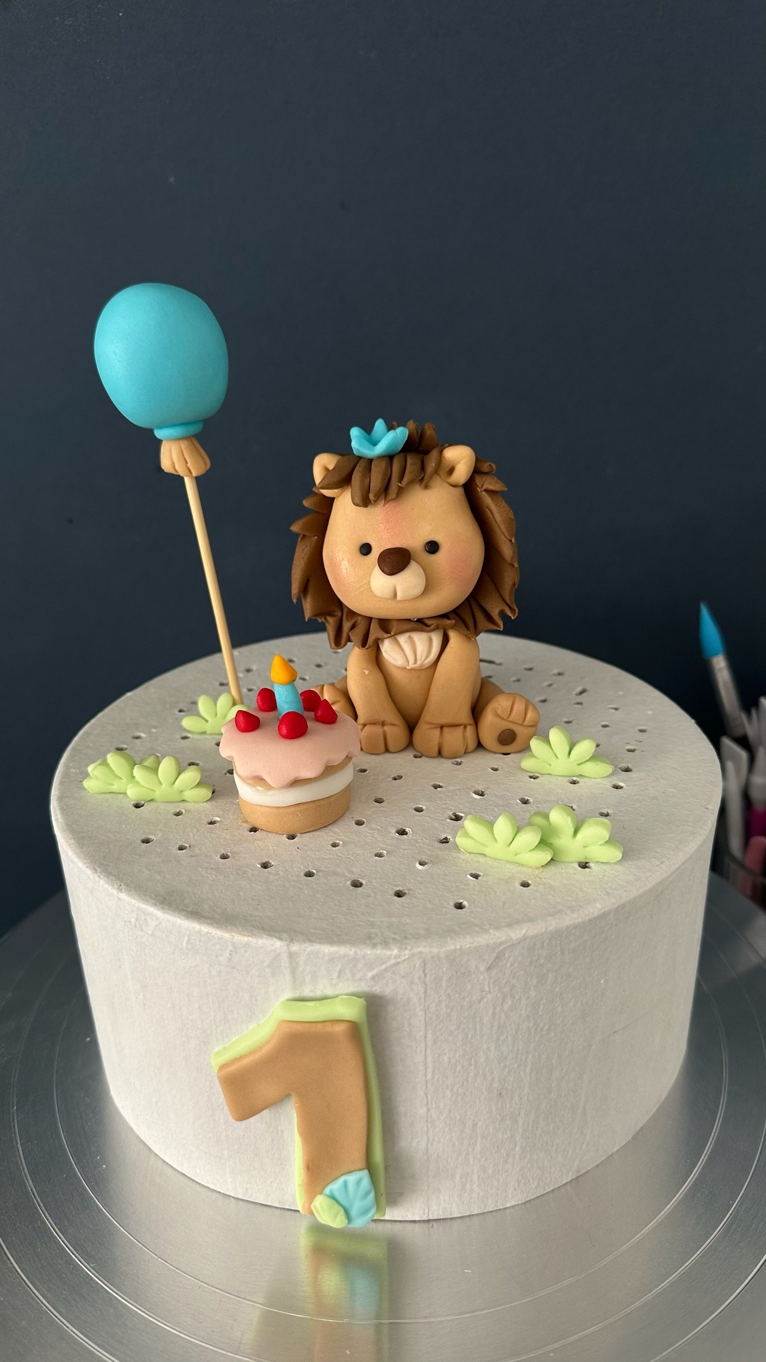 Handmade Fondant Lion Cake Topper: First Birthday Safari Theme