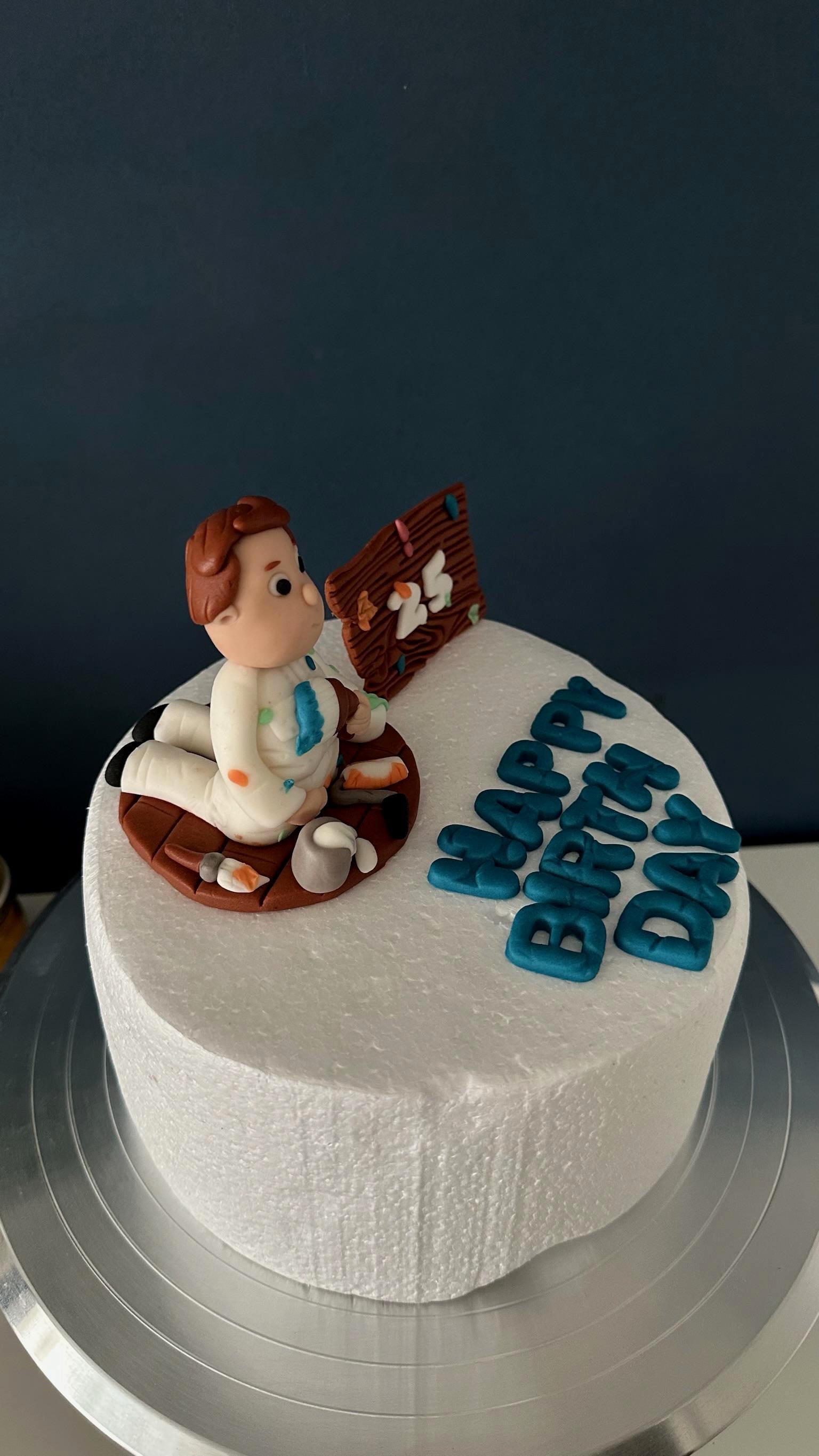 Custom Artist Cake Topper: Handmade Fondant Birthday Decoration