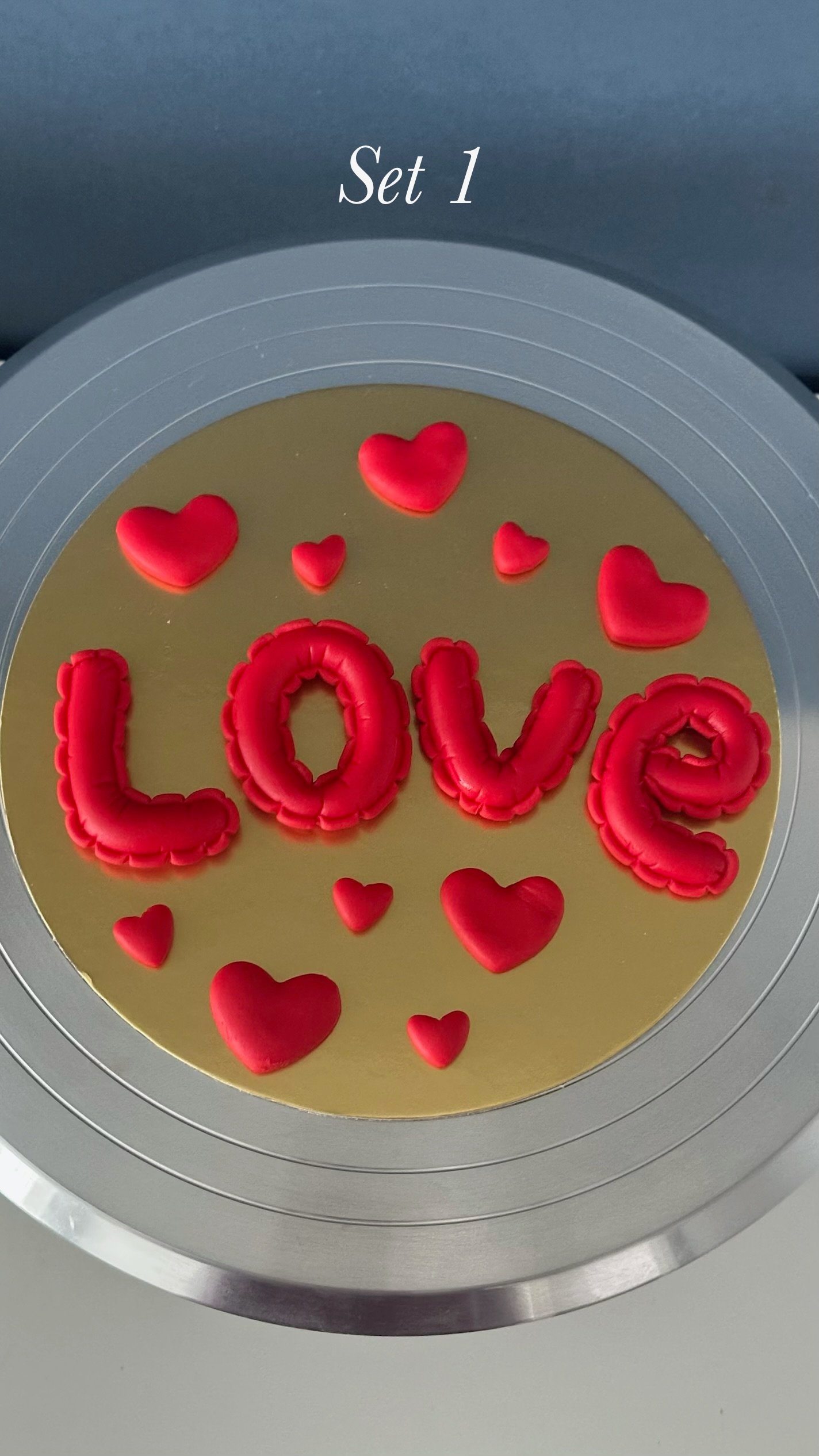Valentine’s Day Fondant Cake Toppers Set – Love, Hearts, Lock & Envelope | Romantic Cake Decoration