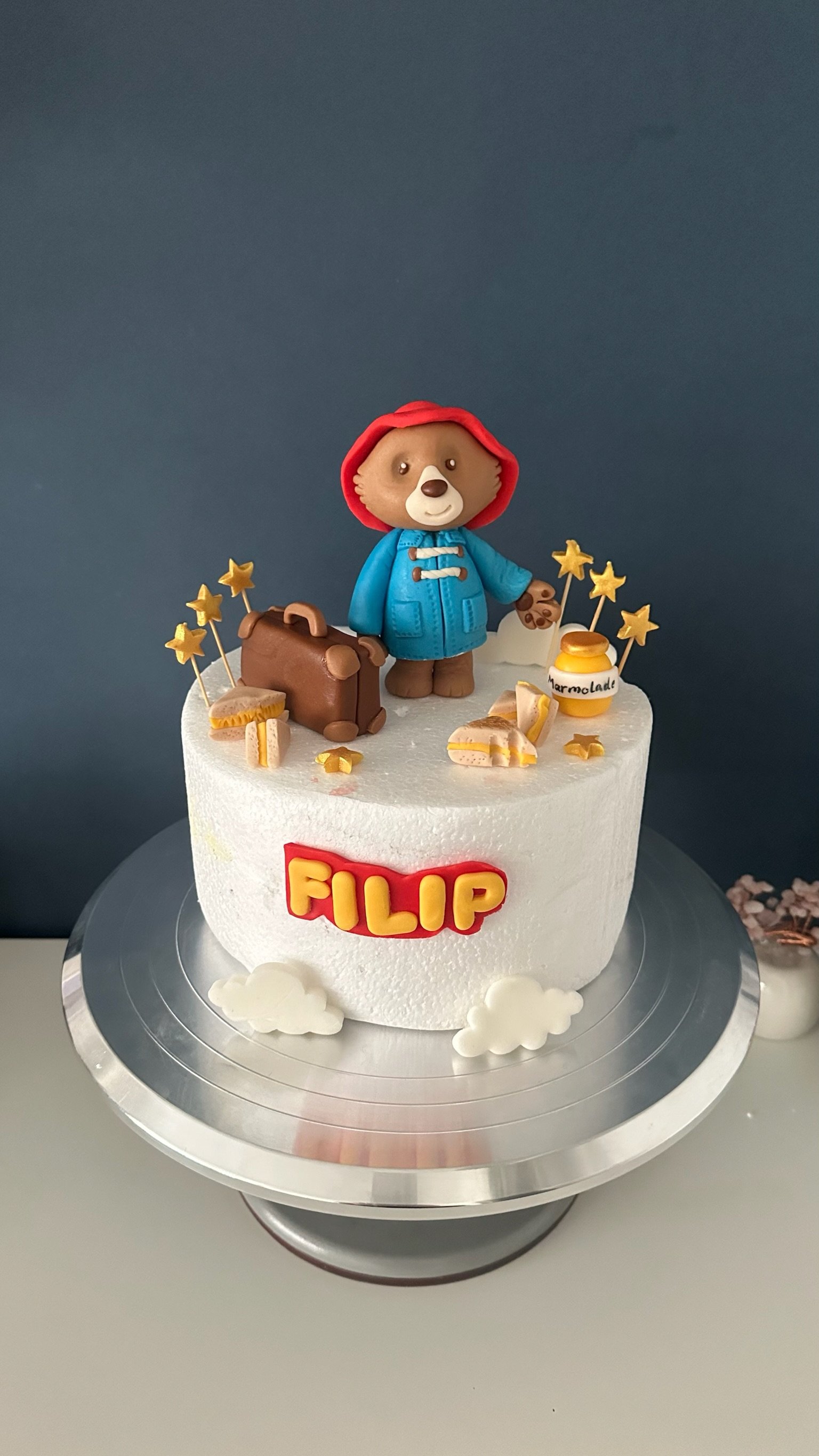 Custom Fondant London Explorer Bear Cake Topper. Travel Birthday Theme. Personalised Name Topper.