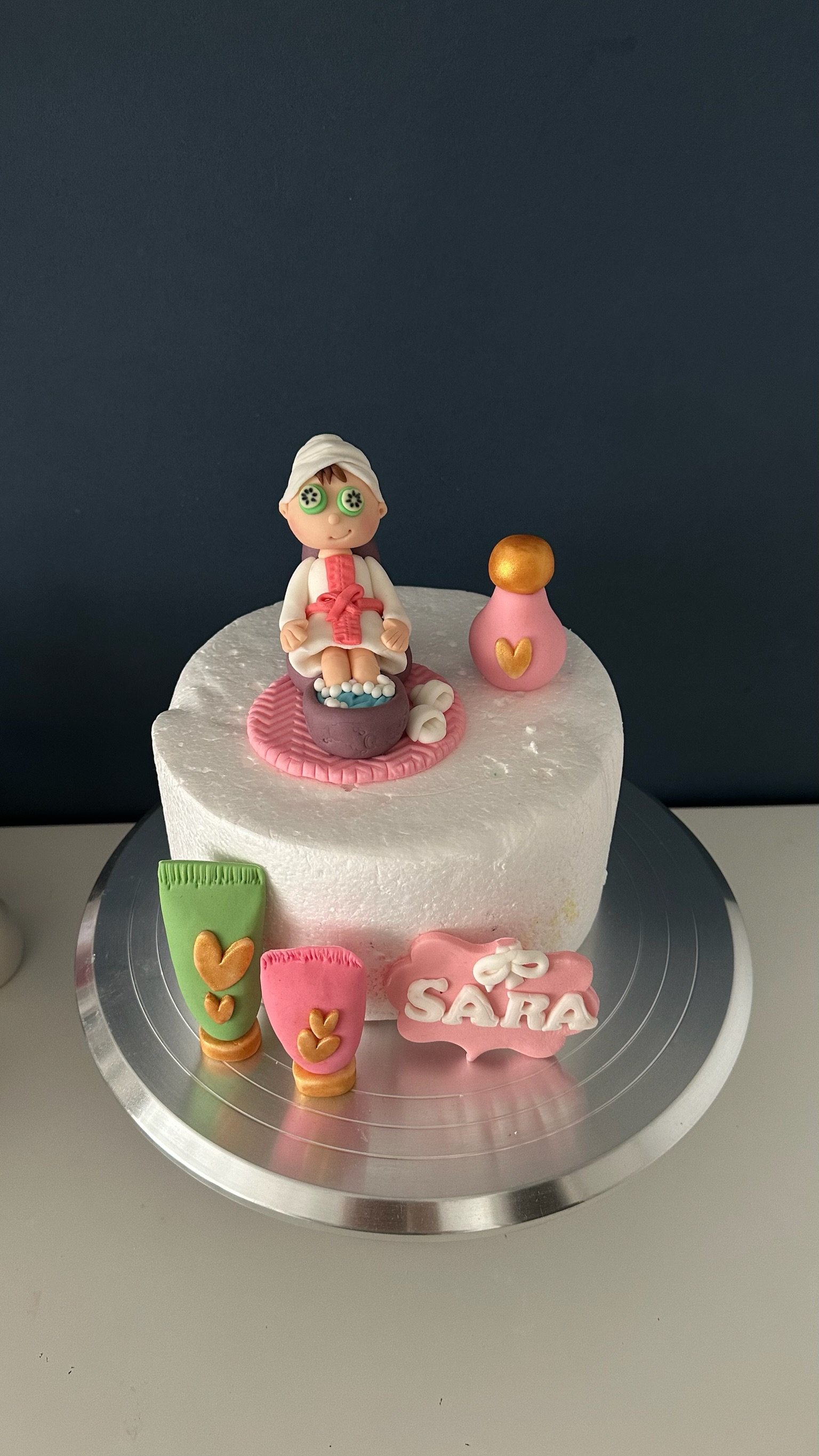 Spa Day Cake Topper - Handmade Fondant Girl Spa Topper - Pamper Birthday Cake Decoration - Custom Name Cake Topper.