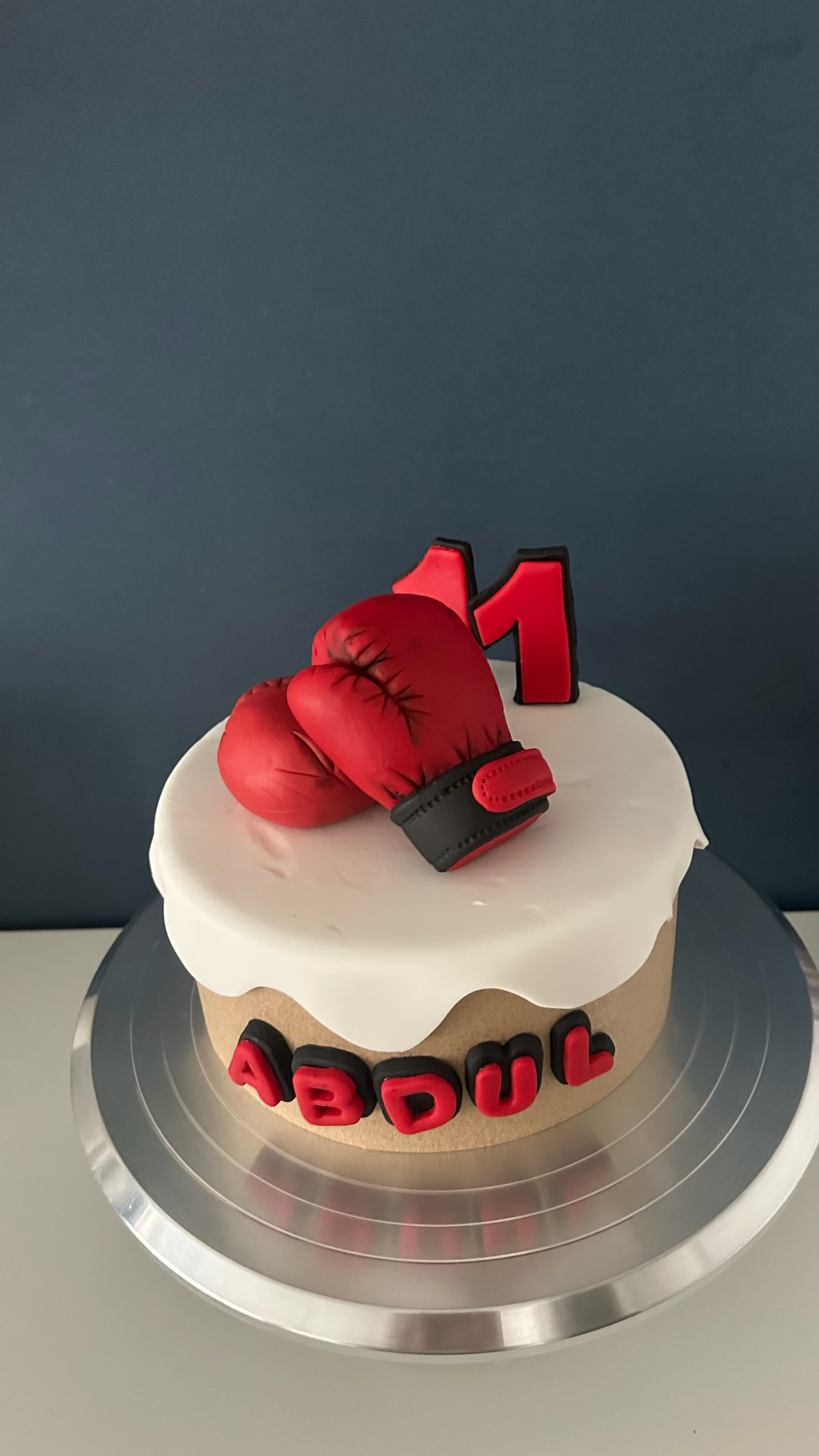 Edible Boxing Gloves Cake Topper - Boxing Theme Birthday Cake Decoration - Personalised name and age.