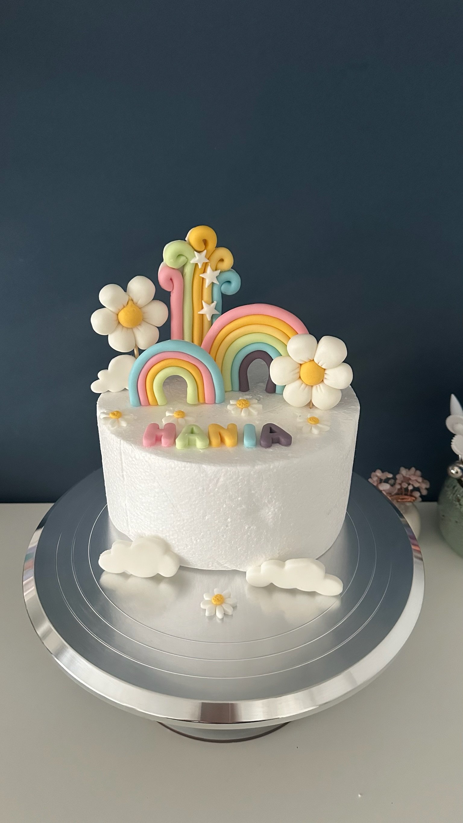 Pastel Rainbow Fondant Cake Topper Set – Personalized Name