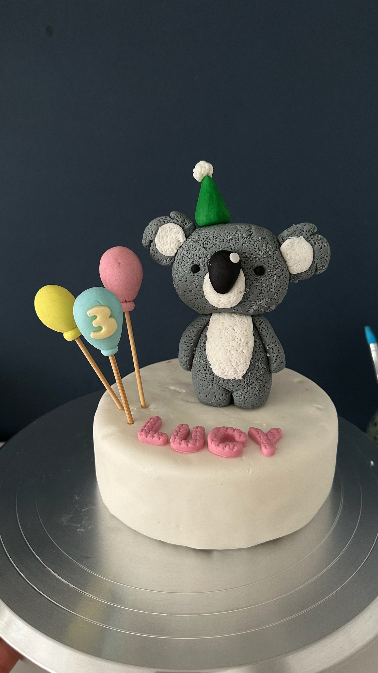 Cute Koala Cake Topper | Handmade Fondant Koala | Custom Name & Age | Birthday Cake Decoration | Animal Theme