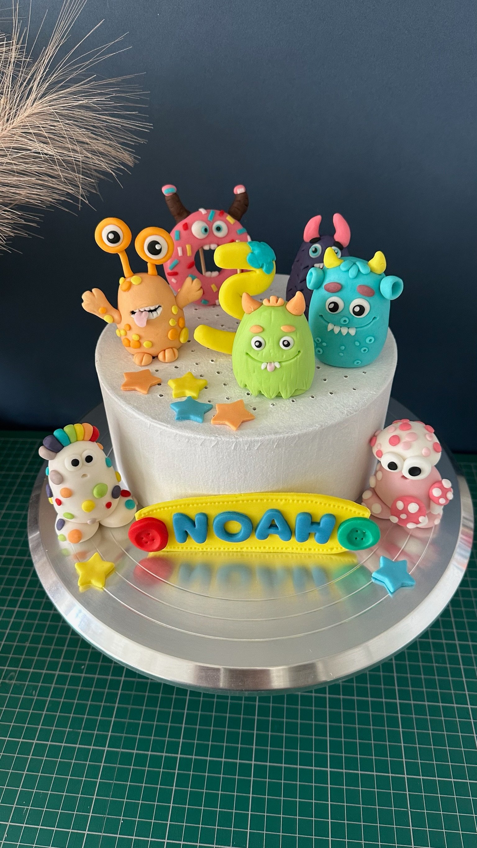 Personalised Monster Birthday Cake Topper, Handmade Fondant Figures, Kids Party Decoration