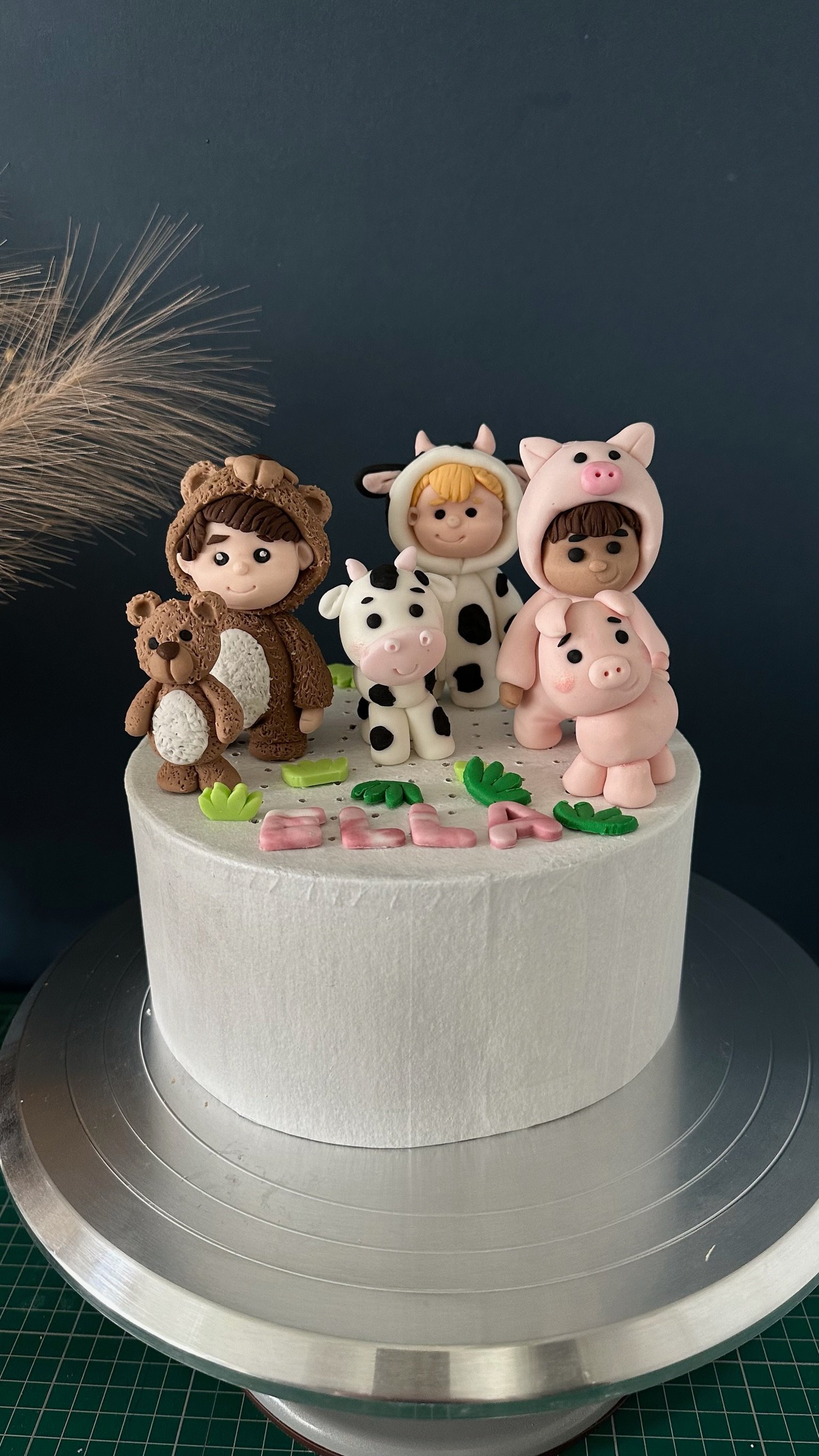 Personalised Farm Animal Costume Cake Topper, Custom Child Figurine Birthday Decoration