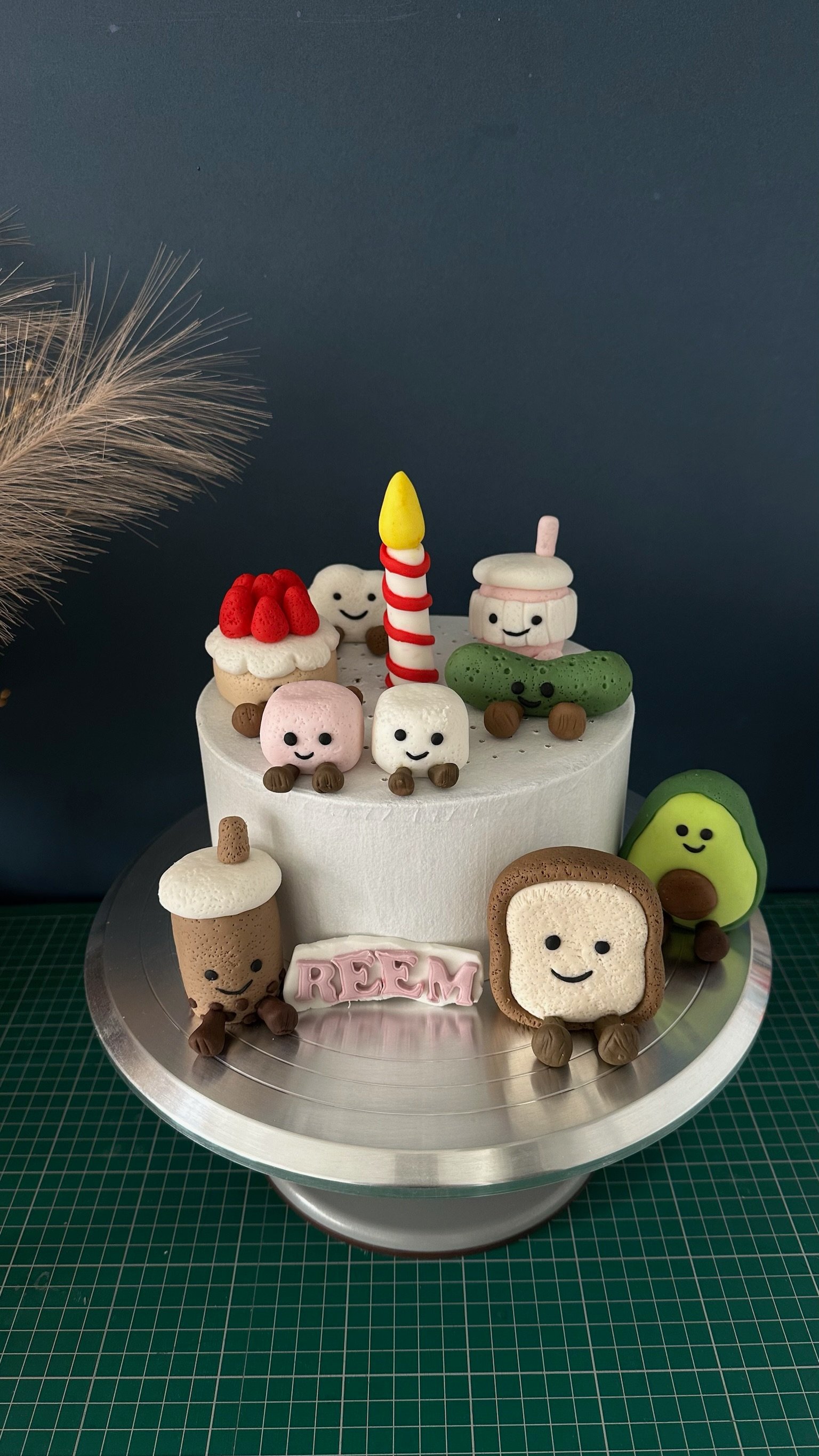 Personalised Kawaii Food Cake Topper, Custom Name Fondant Decorations