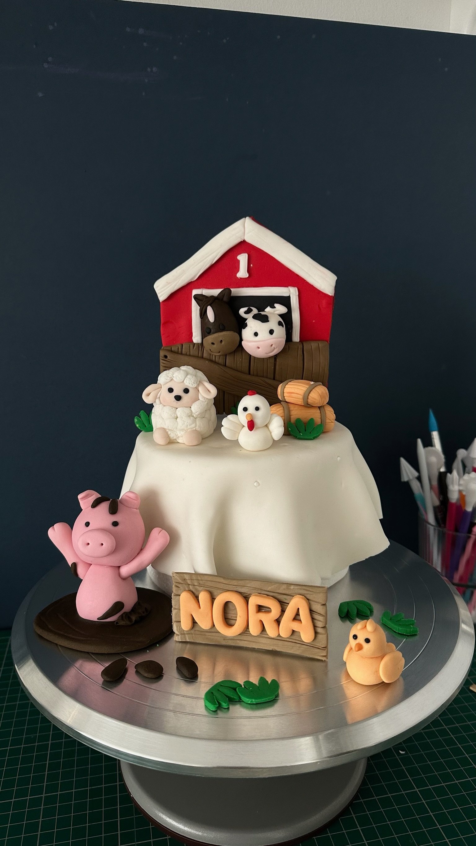 Handmade Farm Animals Birthday Cake Topper, Barn Theme Party Decoration, Personalised Name