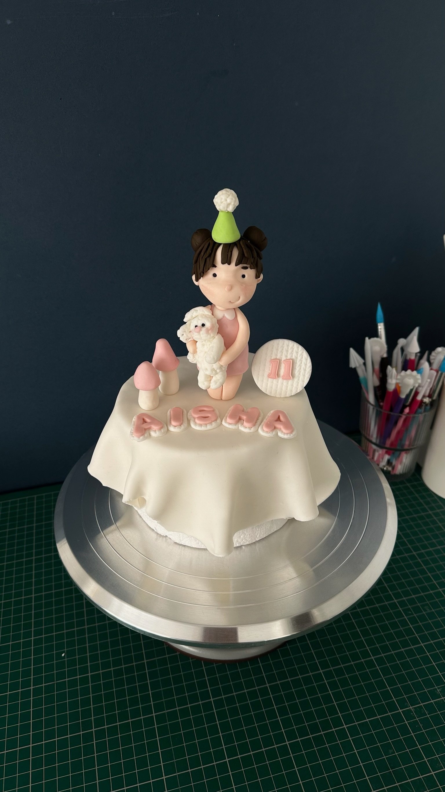 Personalised Easter Cake Topper – Girl Bunny Fondant Decoration – Custom Name Age