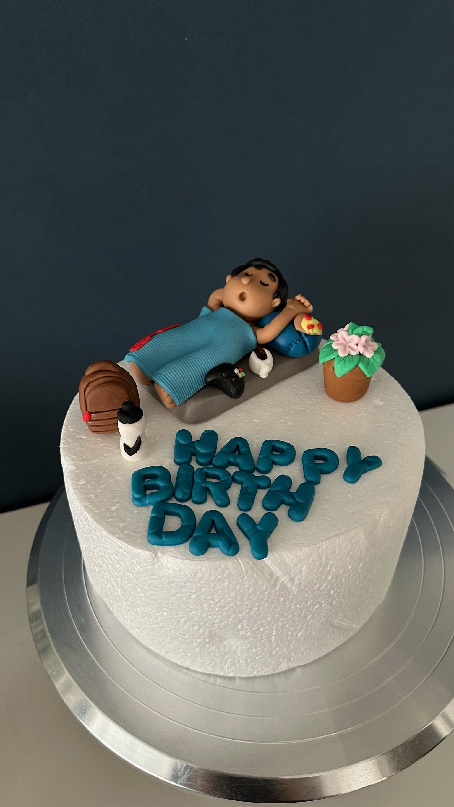 Handmade Gamer Cake Topper: Lazy Teen Birthday Fondant Figurine