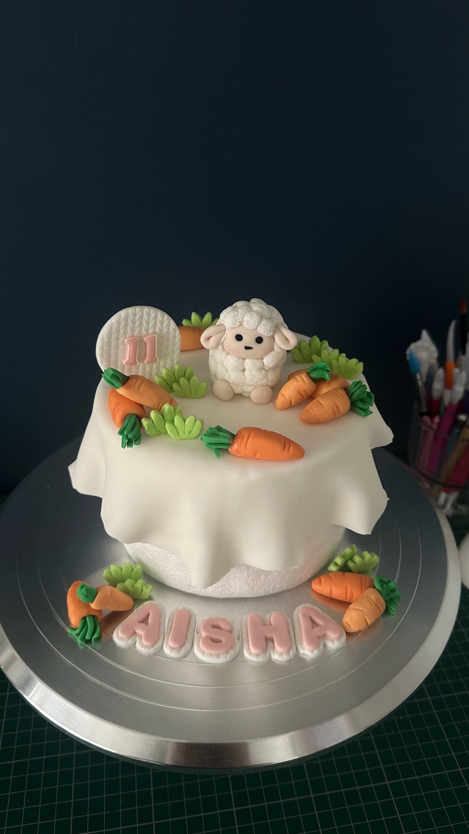 Personalised Easter Sheep Cake Topper – Custom Name, Age, Fondant Decoration