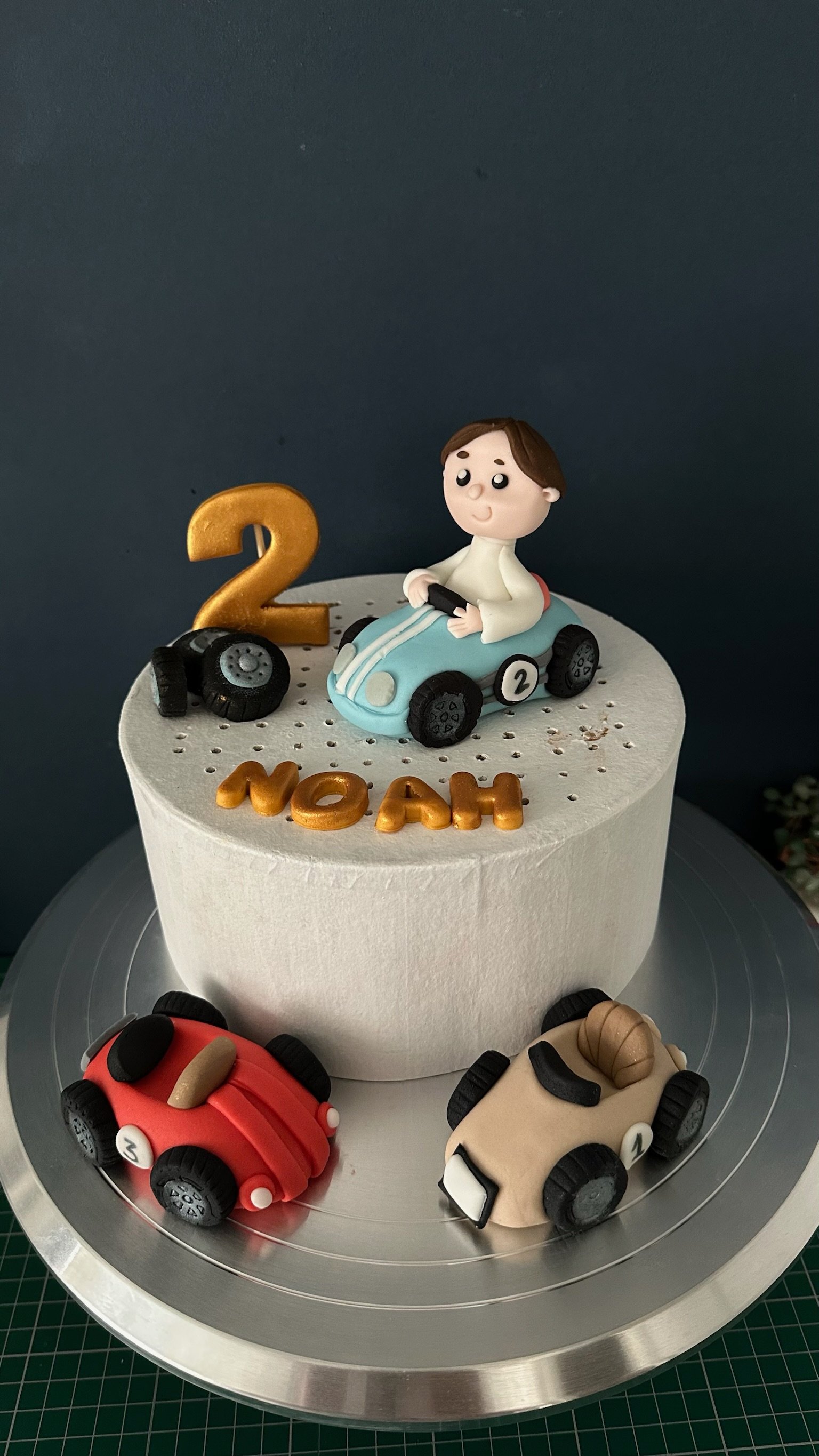 Handmade Fondant Race Car Cake Topper Set, Personalized Birthday Decoration