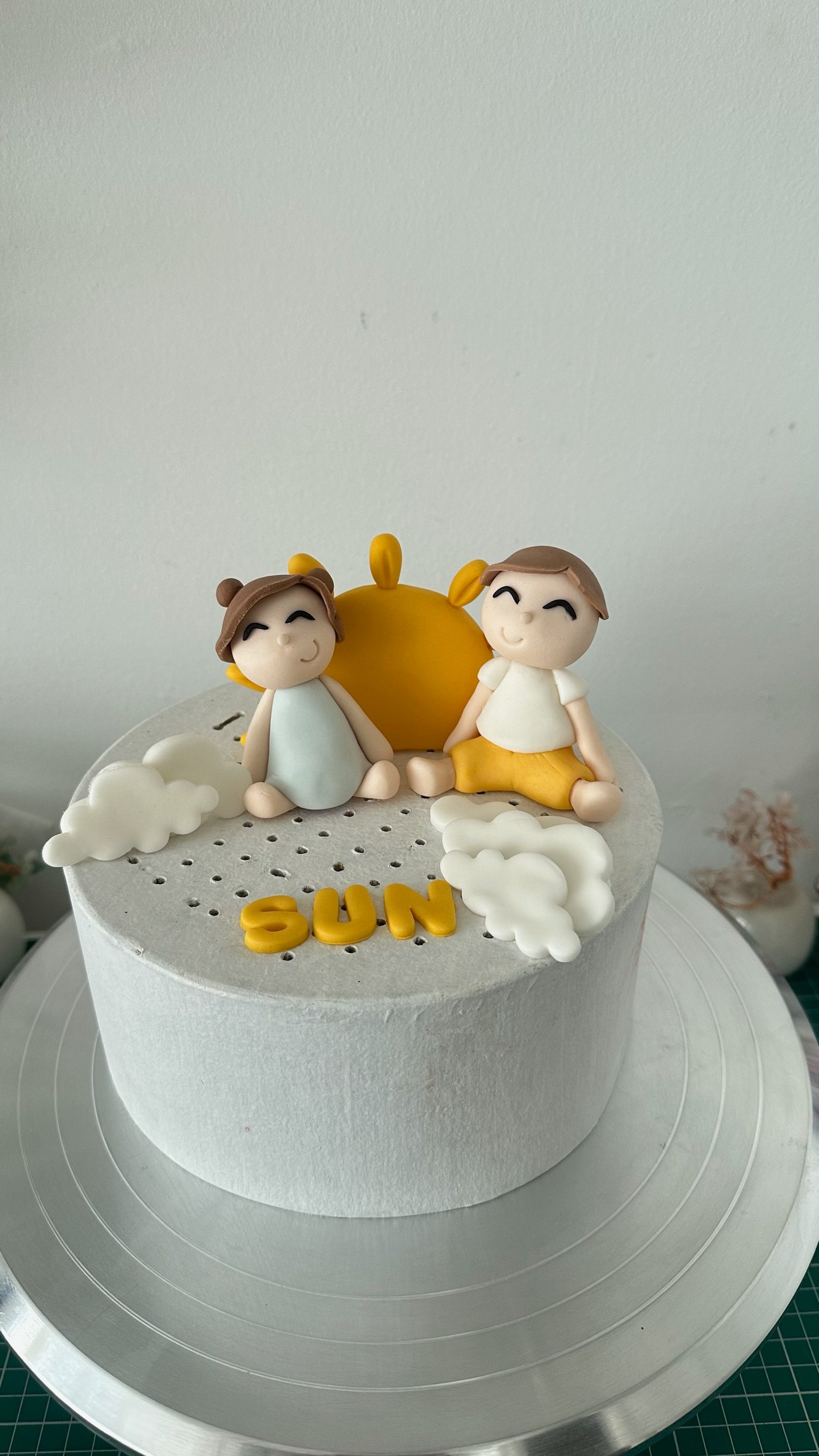 Handmade Around the Sun First Birthday Cake Topper, Custom Name Fondant Decoration