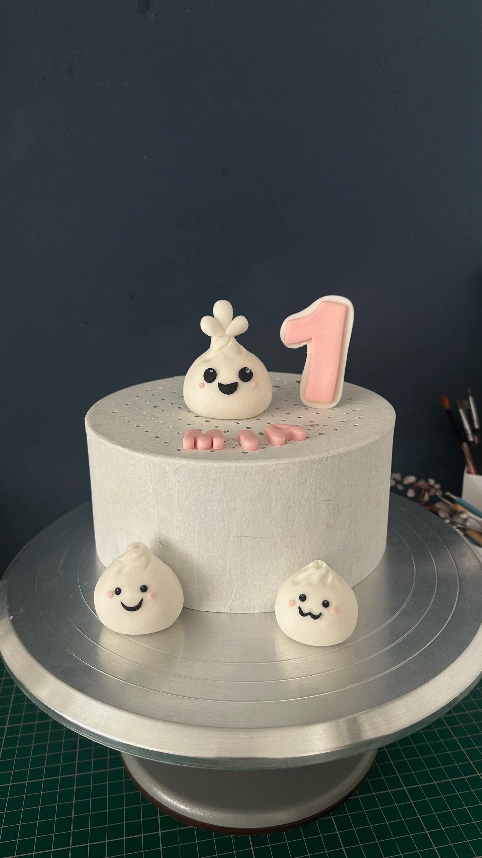 Handmade Fondant Dumpling Cake Topper, Kawaii Dim Sum Birthday Decoration
