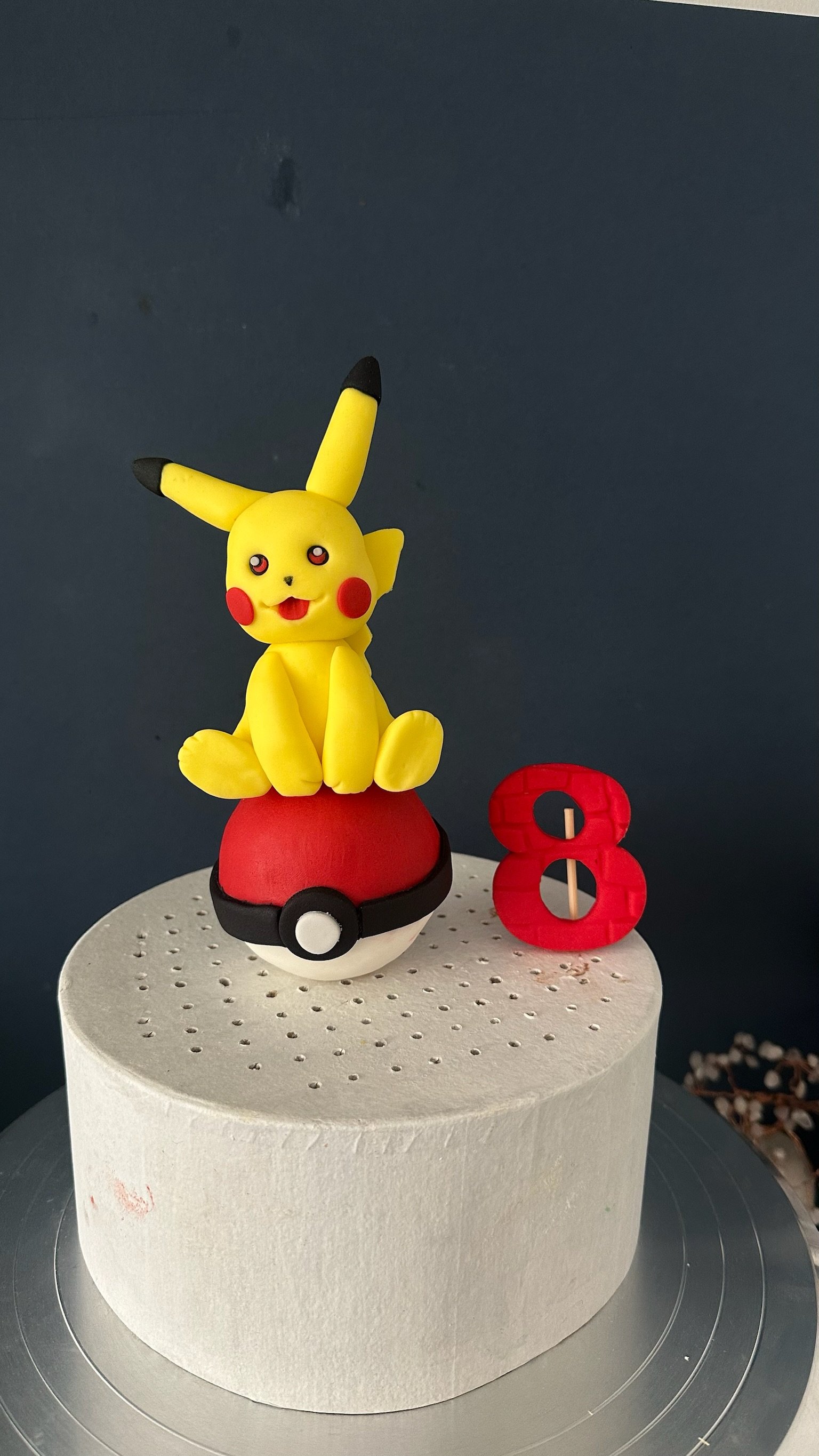 Handmade Yellow Electric Monster Fondant Cake Topper | Custom Name, Age, Poké Ball Decoration