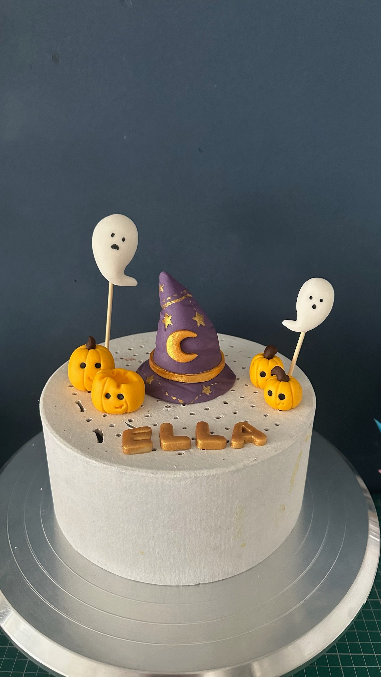 Handmade Halloween Cake Topper Set, Witch Hat, Pumpkins, Ghosts (Personalised)