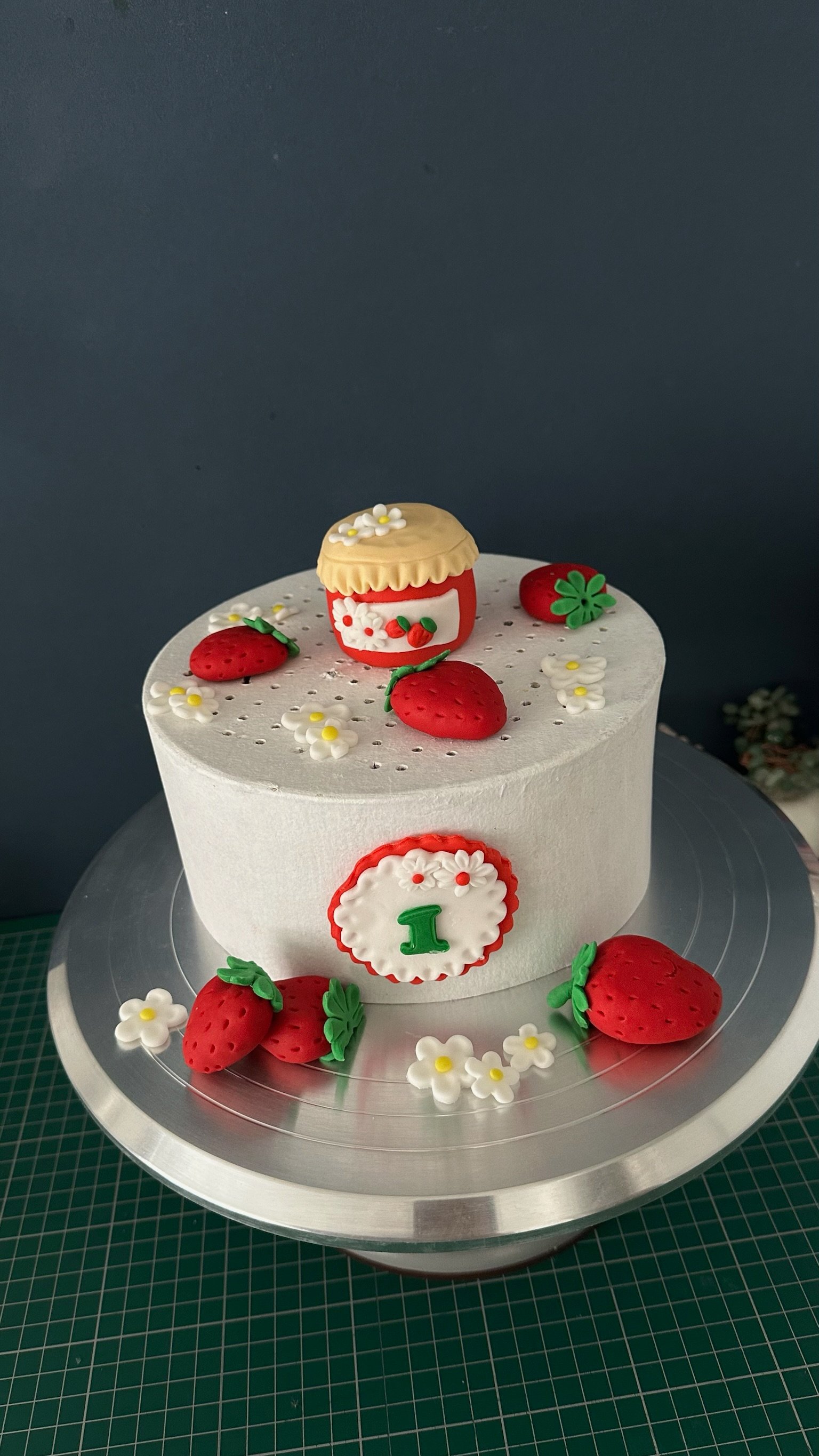 Strawberry Cake Topper | Strawberry Jam & Tart Fondant Cake Decorations | First Birthday Strawberry Theme | Handmade Edible Cake Topper.