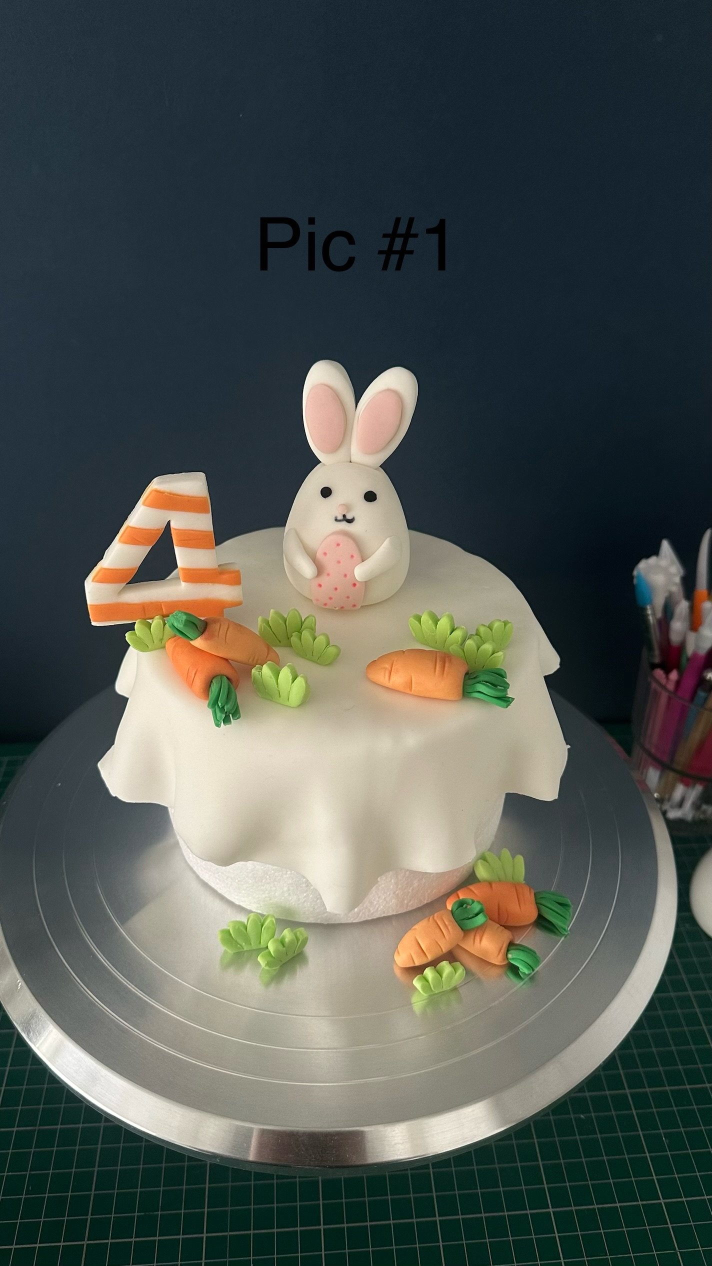 Personalised Bunny Cake Topper – Easter, Birthday Fondant Decoration