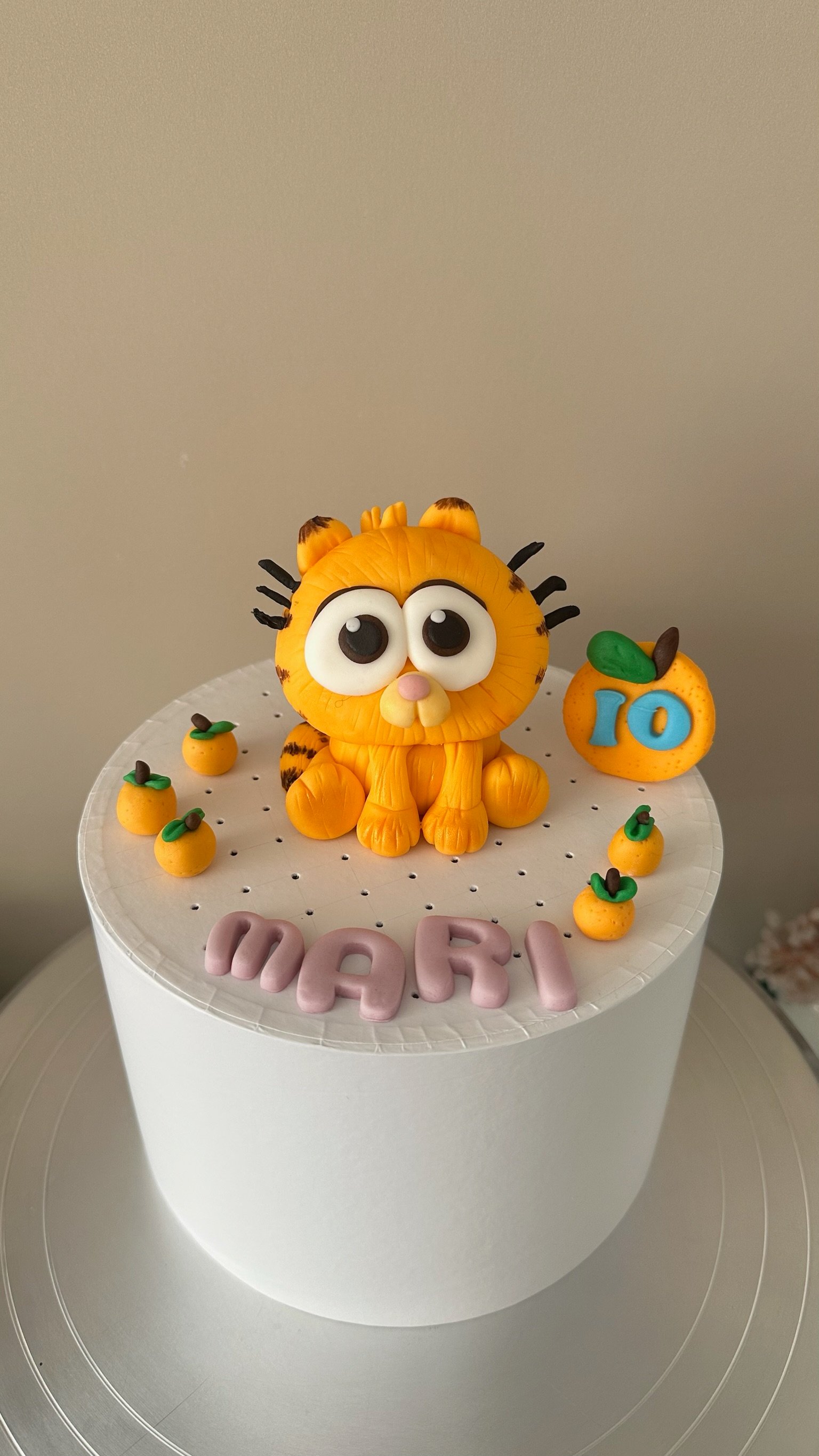 Handmade Orange Cat Cake Topper, Fondant Birthday Decoration, Personalised Kitty Cake Decorations