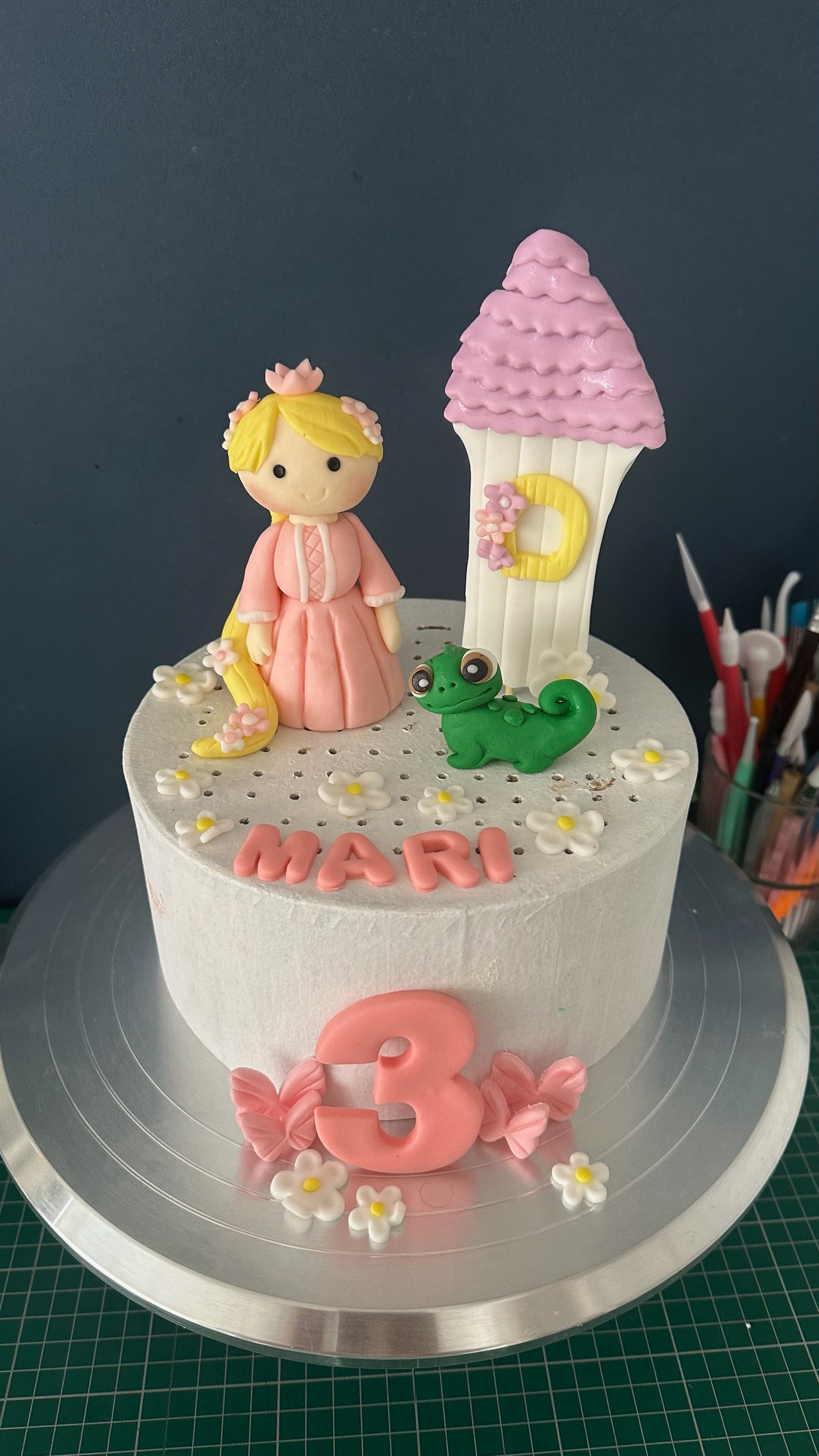 Princess Tower Cake Topper Set | Personalised Name, Age, Chameleon, Fairytale Birthday Decorations