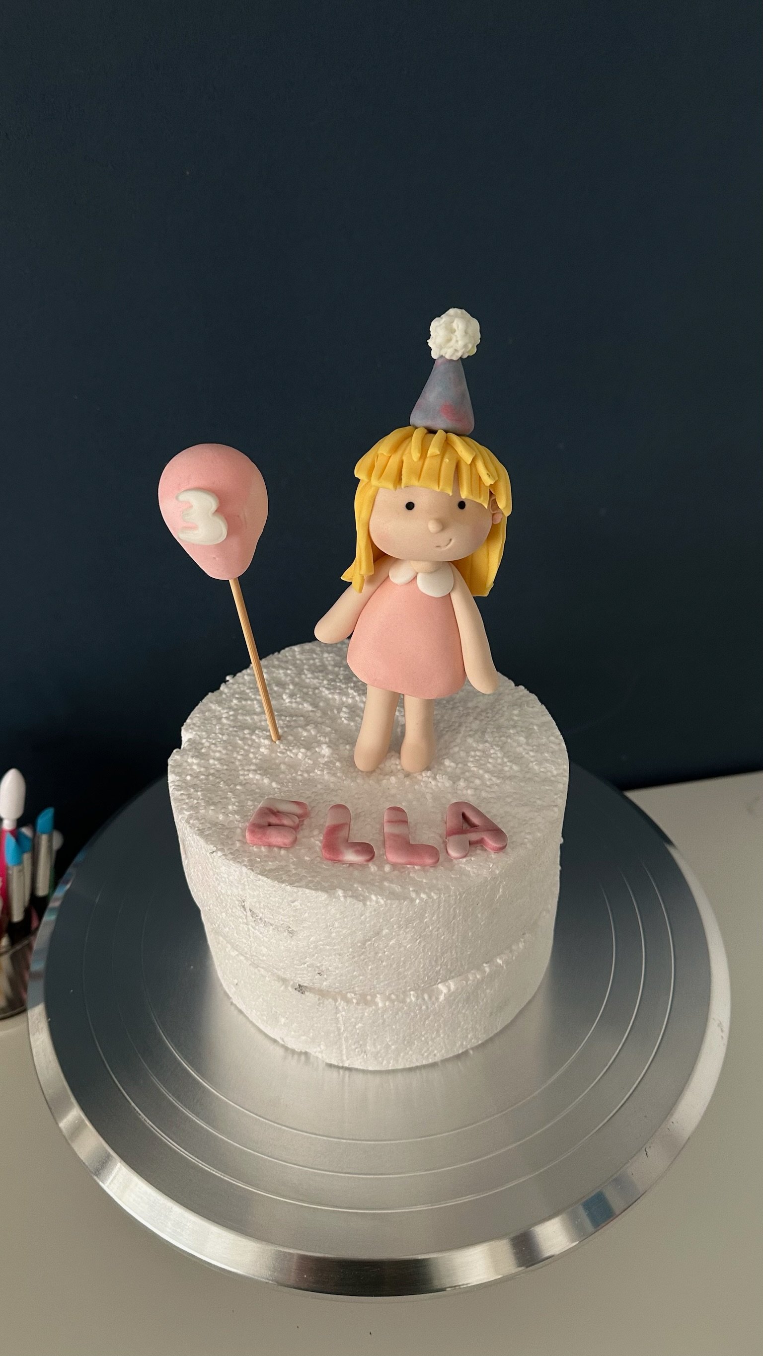 Personalised Girl Cake Topper – Custom Name, Age Balloon, Pink Party Decor
